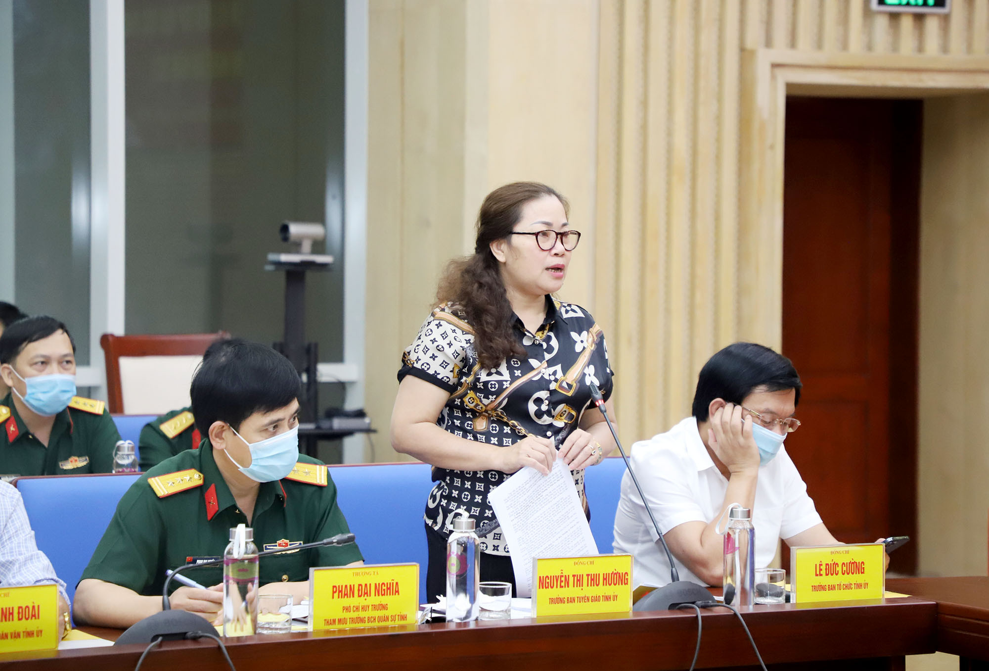 Đồng chí Nguyễn Thị Thu Hường - Trưởng Ban Tuyên giáo Tỉnh ủy phát biểu tại Hội nghị. Ảnh: Phạm Bằng