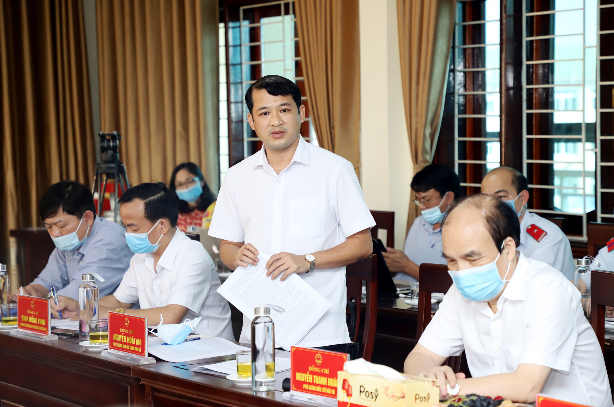 Đồng chí Nguyễn Hoài An - Phó trưởng Ban Nội chính Tỉnh ủy phát biểu tại buổi làm việc. Ảnh: Phạm Bằng