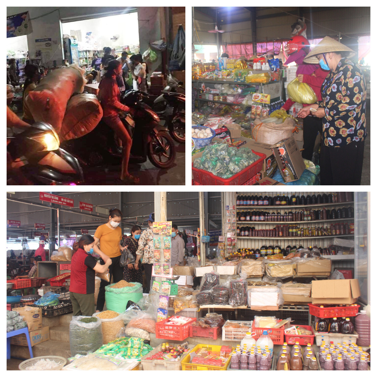 Ngay sau khi có lệnh giãn cách xã hội, người dân ở Thị xã Hoàng Mai đã chủ động mua sắm các mặt hàng thiết yếu