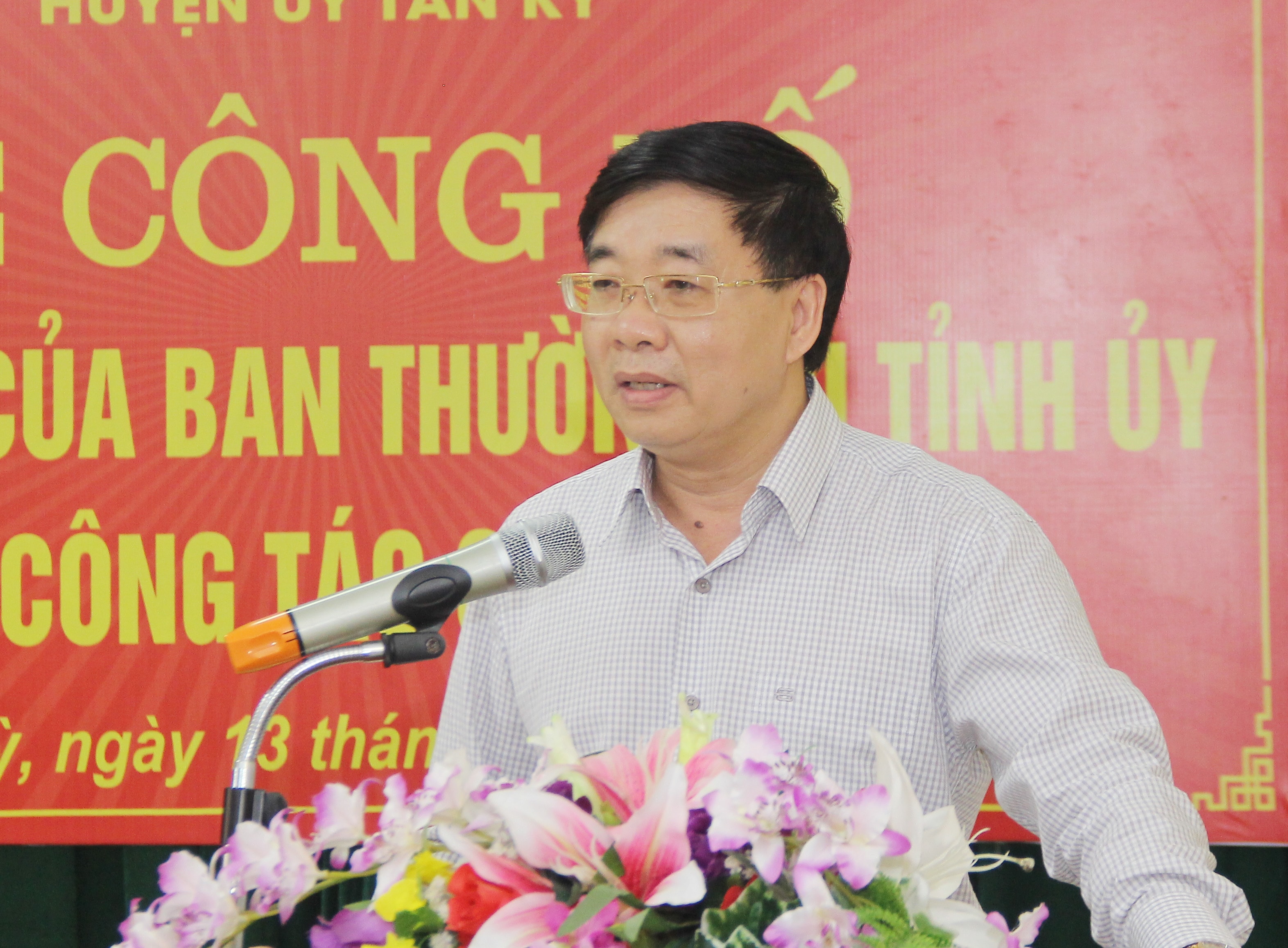 Đồng chí Nguyễn Văn Thông - Phó Bí thư Thường trực Tỉnh ủy phát biểu tại buổi lễ. Ảnh Mai Hoa