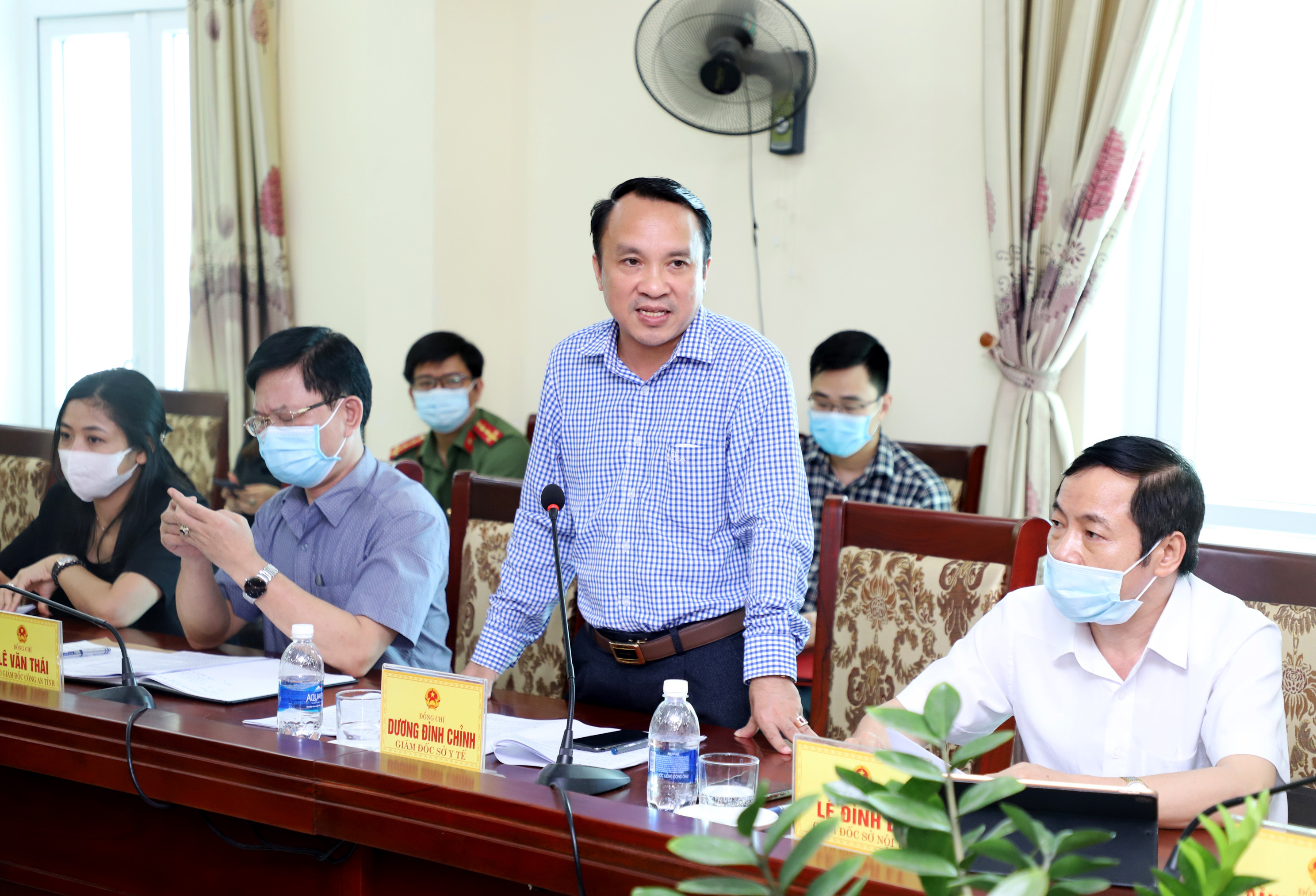 Đồng chí Dương Đình Chỉnh - Giám đốc Sở Y tế phát biểu tại buổi kiểm tra. Ảnh: Phạm Bằng
