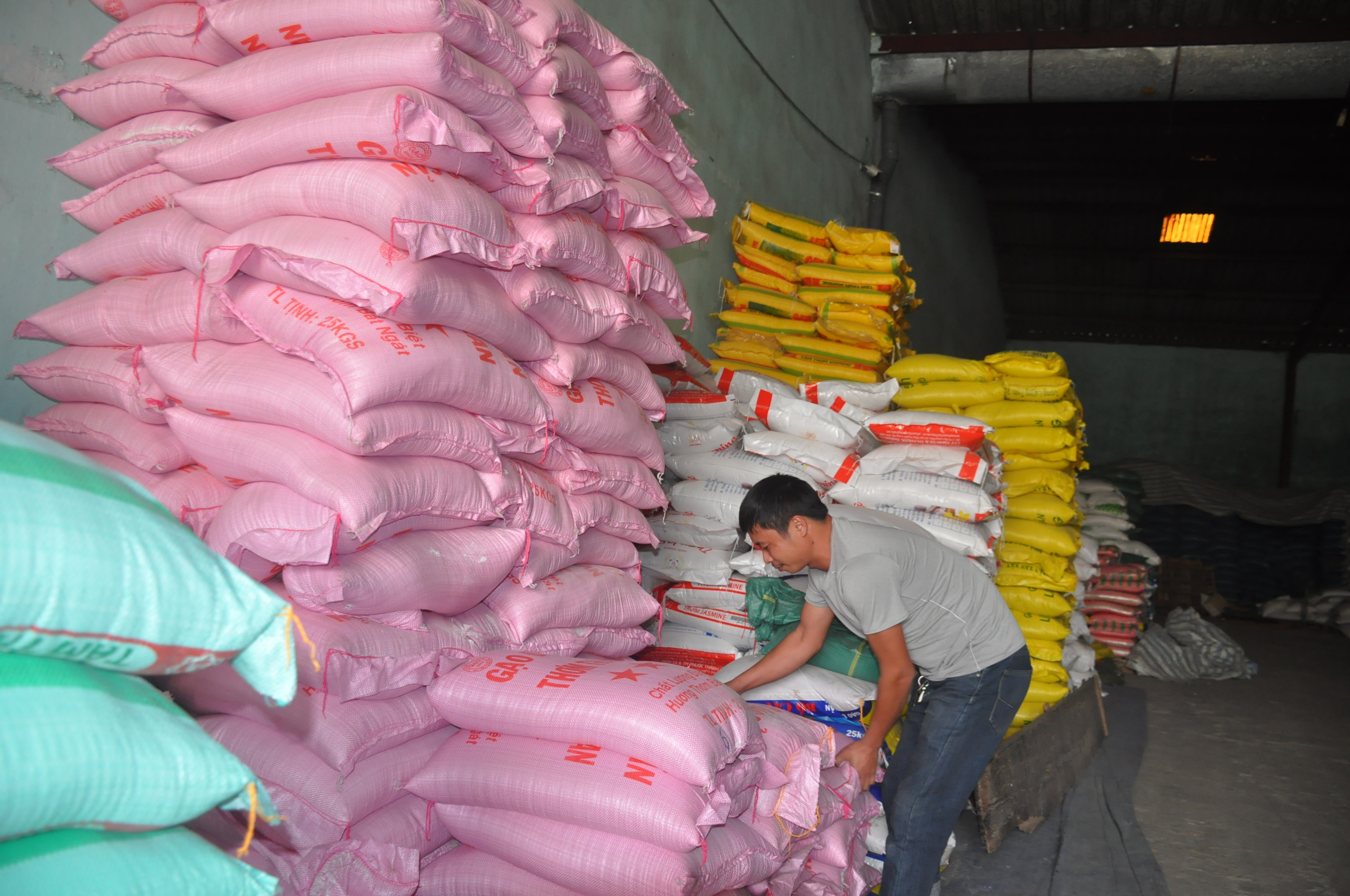 Trước đó, hàng ngàn tấn gạo cũng đã được Công ty CP lương thực Thanh Nghệ tĩnh lên kế hoạch dự phòng. Ảnh Thu Huyền 
