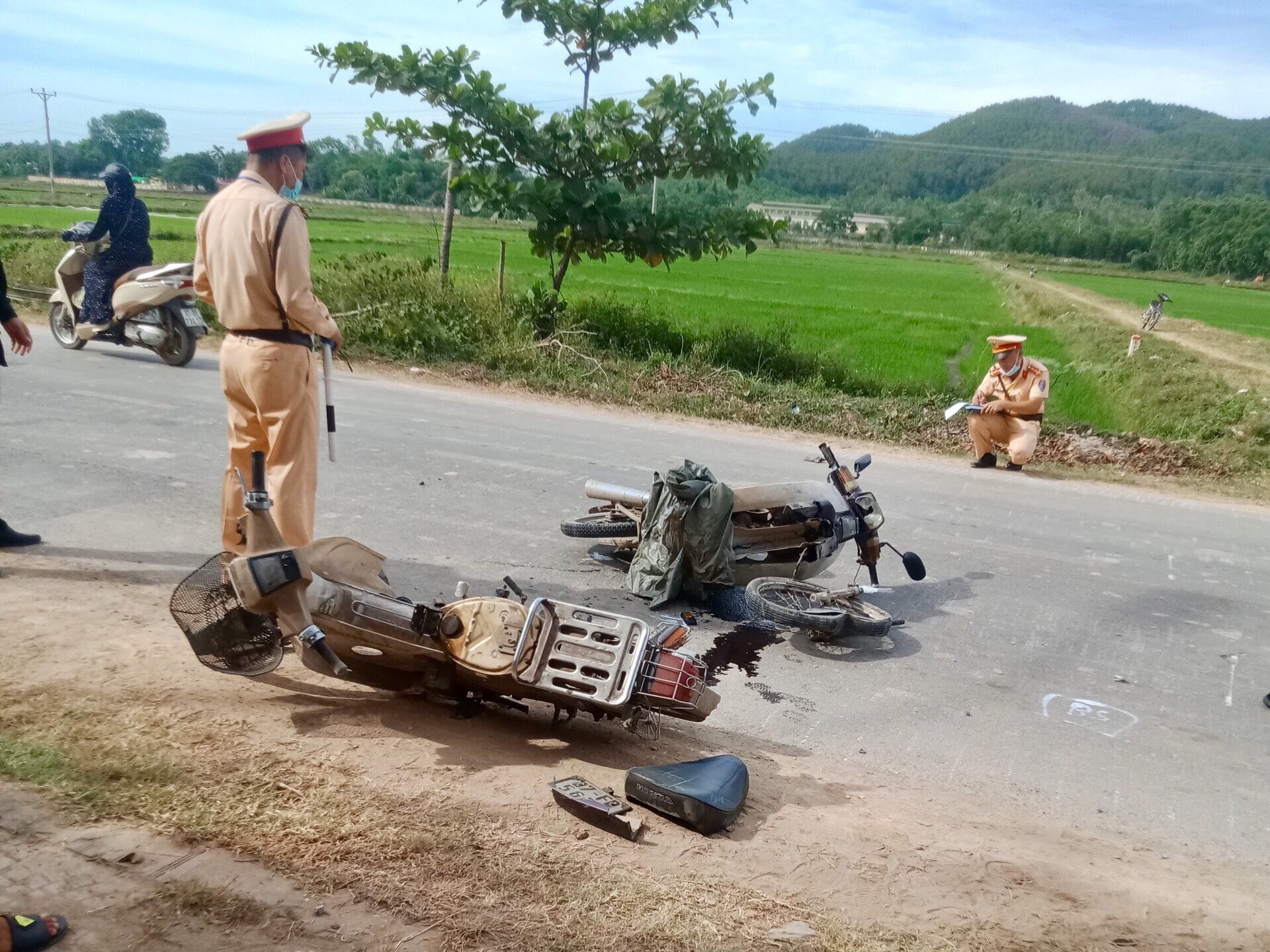 Hiện trường vụ tai nạn. Ảnh:Nguyễn Long