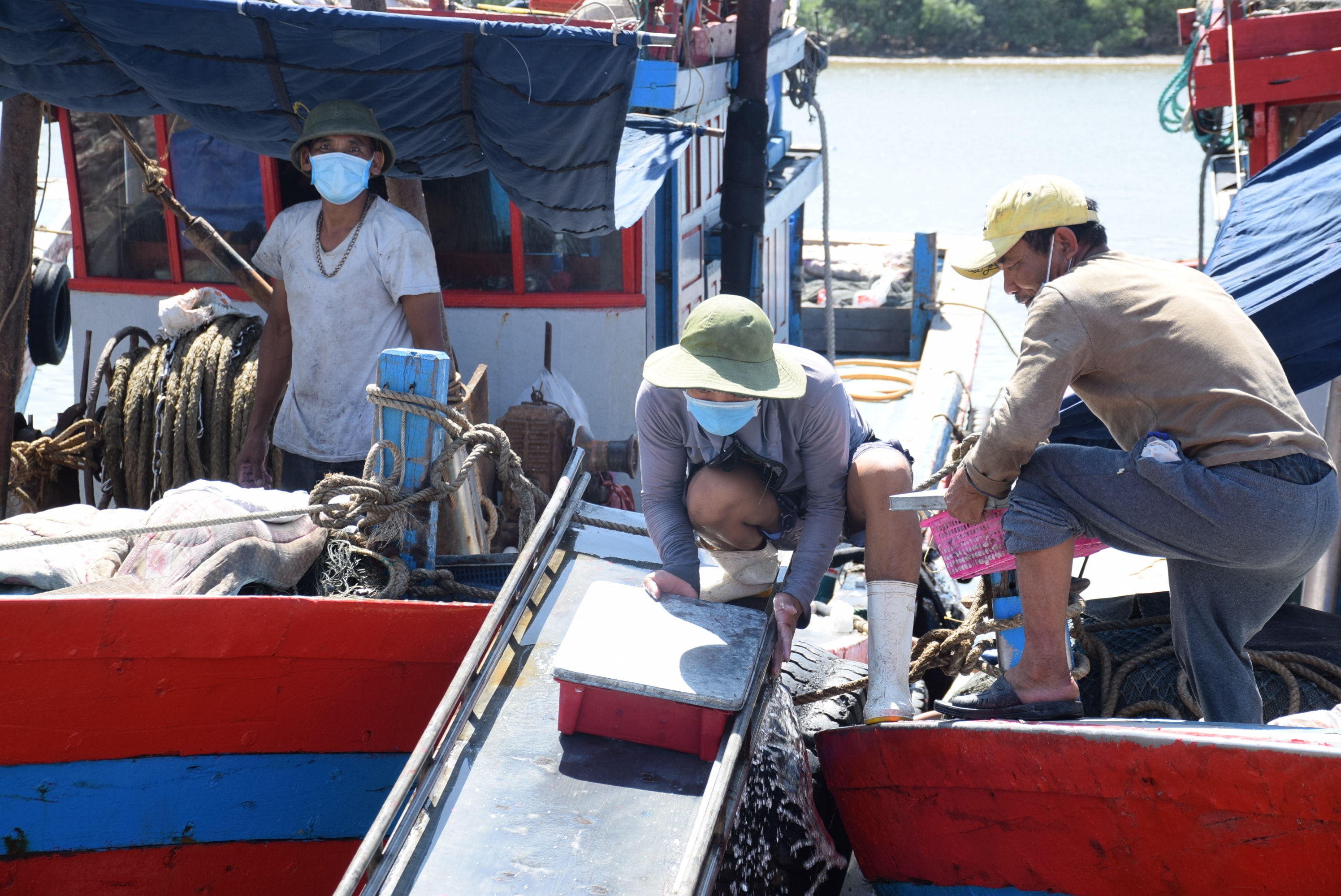 Ngư dân Diễn Châu sau mỗi chuyến bám biển. Ảnh: Xuân Hoàng