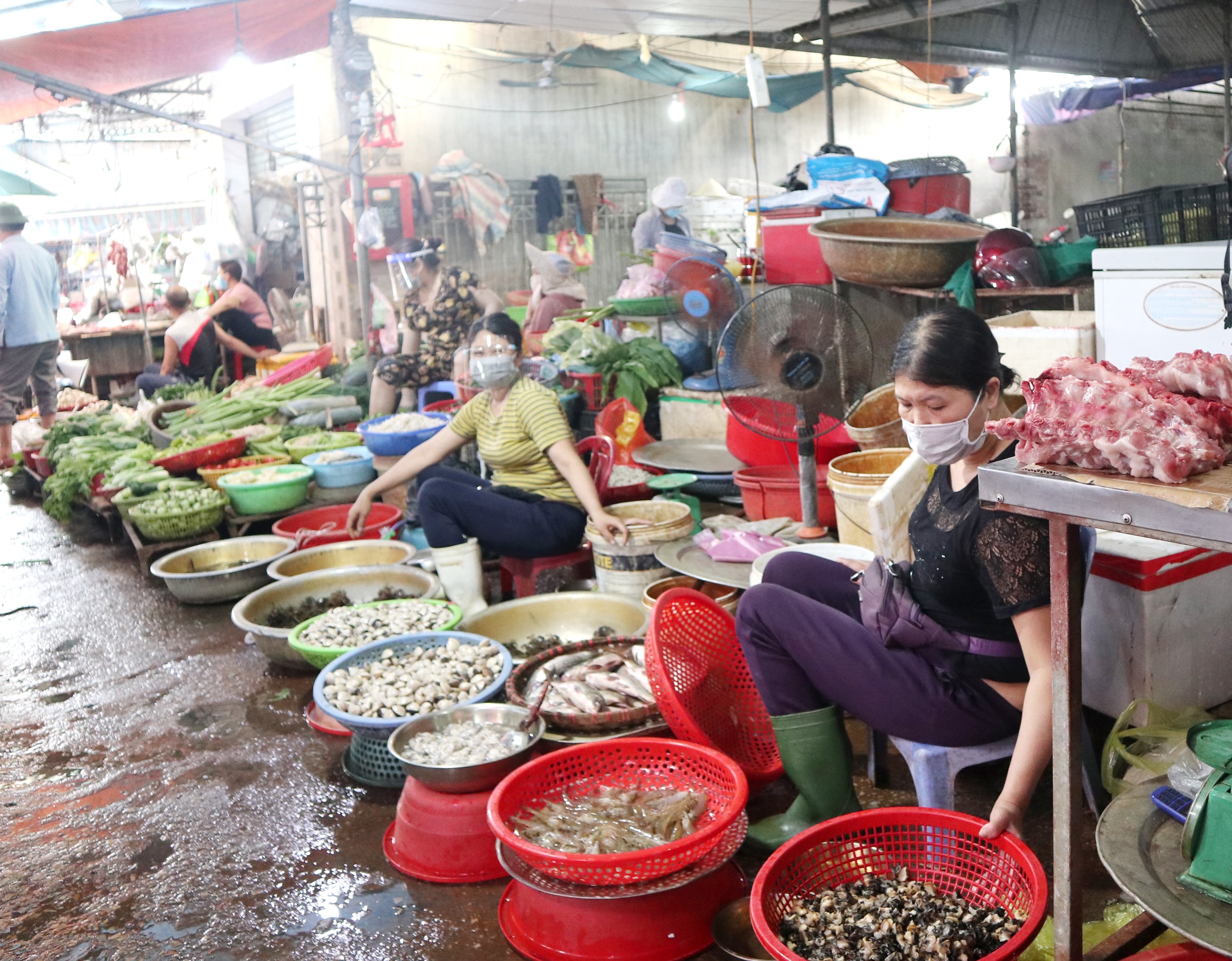 các mặt hàng hải sản tươi sống sau nhiều ngày khan hàng tại các chợ do tiểu thương các nơi không đưa hàng vào Vinh trong những ngày địa phương thực hiện cách ly y tế nay được bày bán nhiều, giá cả khá “mềm”, có giảm nhẹ so với trước.