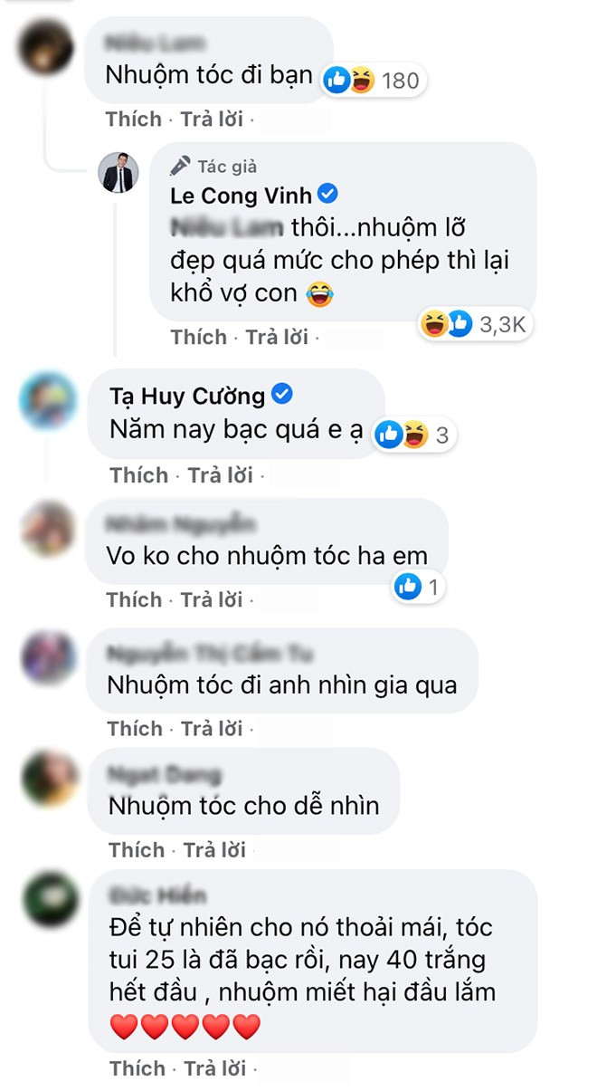 Ngay khi hình ảnh được đăng tải, phần lớn các bình luận đều khuyên Công Vinh nên đi nhuộm tóc để lấy lại vẻ điển trai, trẻ trung hơn. Song, cũng có người ủng hộ cựu tiền đạo nên để tự nhiên.