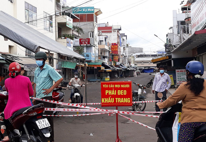 Chợ Đồng Xoài, Bình Phước bị phong tỏa do phát hiện ca dương tính, ngày 9/7. Ảnh:Văn Trăm