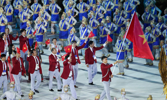 Đoàn thể thao Việt Nam tham dự Olympic Tokyo. Ảnh: hanoimoi