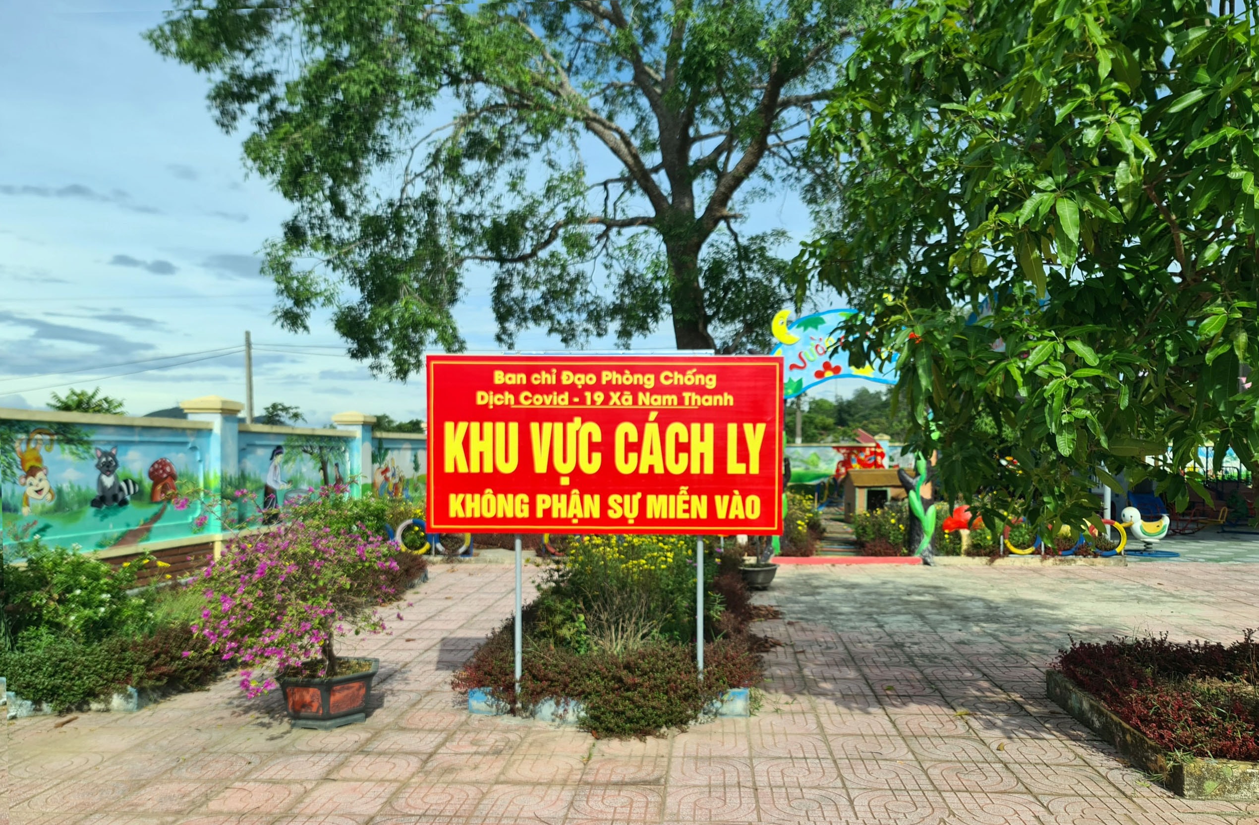 Điểm cách ly tại trường mần non xã Nam Thành (Nam Đàn). Ảnh: MH