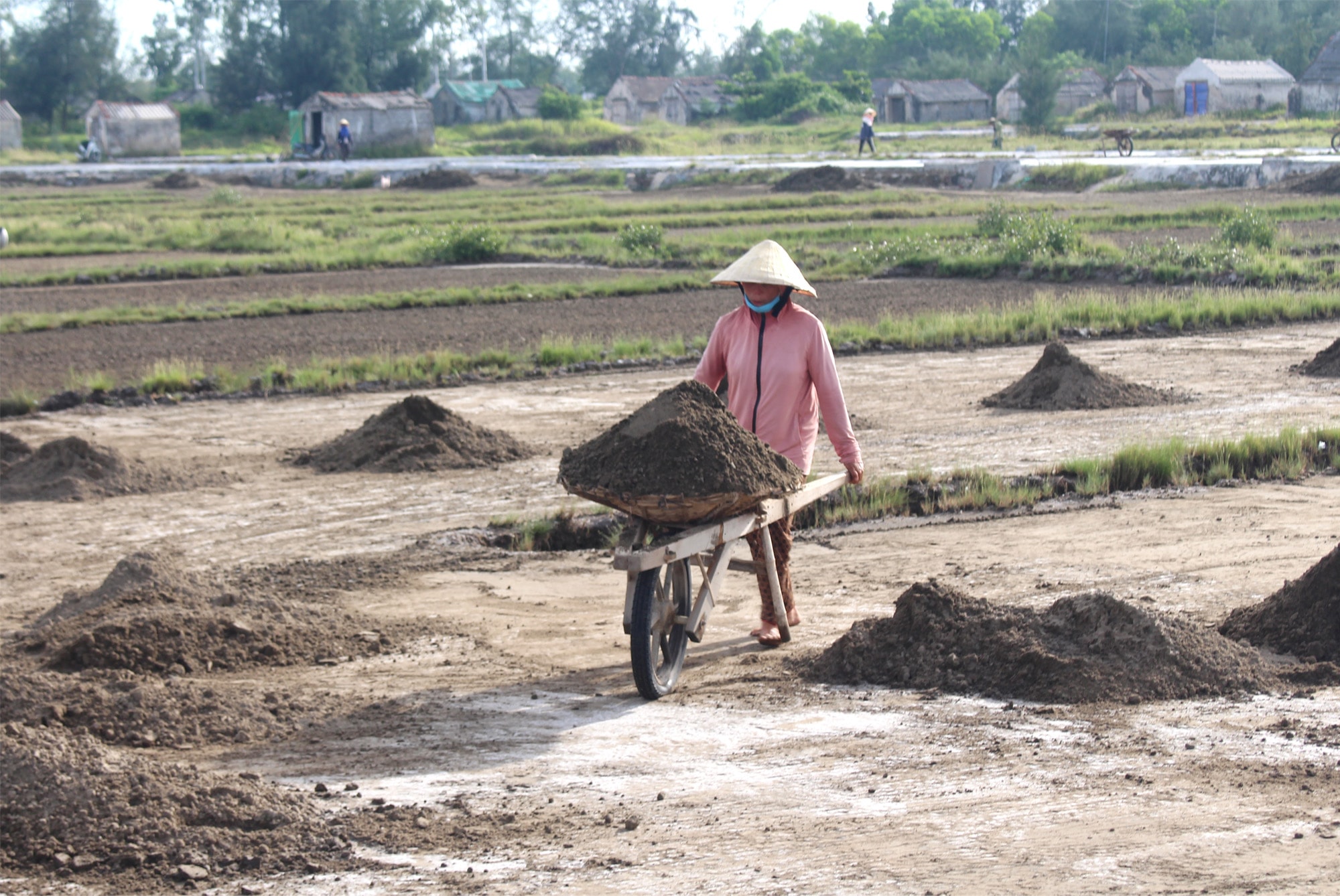 Diêm dân Quỳnh Lưu vừa chống dịch vừa đảm bảo phát triển kinh tế. Ảnh: Việt Hùng