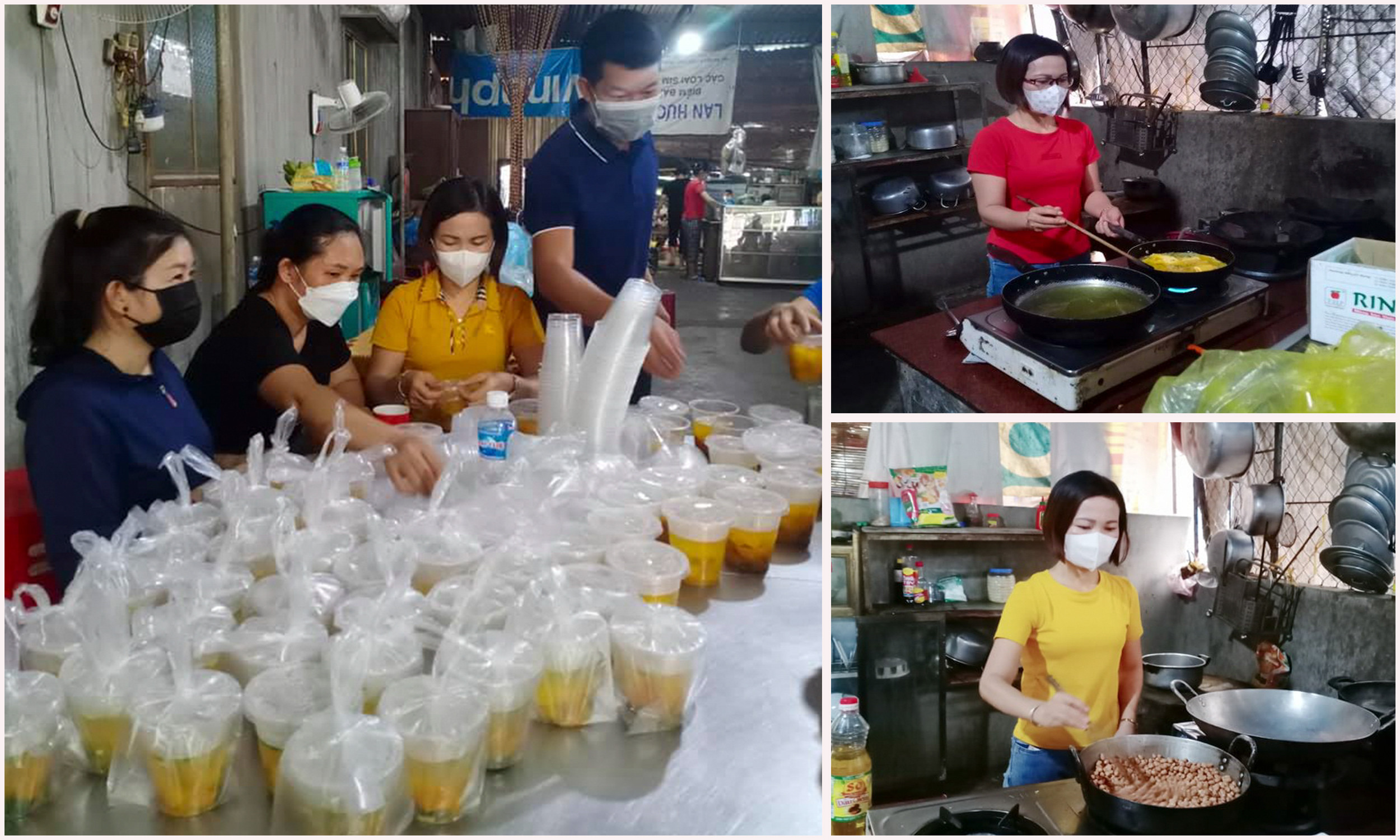 Gần tháng nay gần như hôm nào cô Lô Thị Duyệt cũng có mặt tham gia chế biến món ăn cho công dân cách ly
