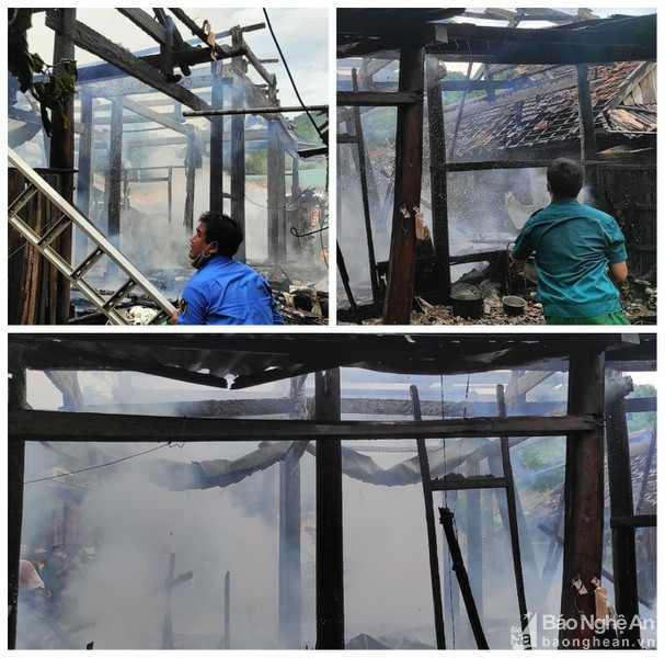 Vụ cháy khiến 3 ngôi nhà ở xã Tà Cạ bị thiêu rụi. Ảnh tư liệu Vi Cường