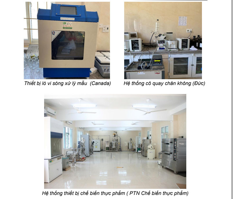 Một số hình ảnh của Trung tâm thí nghiệm thực hành Vinh được giới thiệu tại hội thảo. Các thiết bị được trang bị hiện đại đáp ứng yêu cầu phân tích và chế biến thực phẩm cho các doanh nghiệp. Ảnh: PV