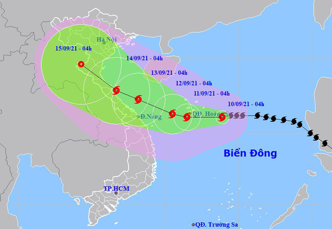 Dự báo vị trí và hướng di chuyển của bão số 5 - Nguồn: Trung tâm Dự báo khí tượng thủy văn quốc gia