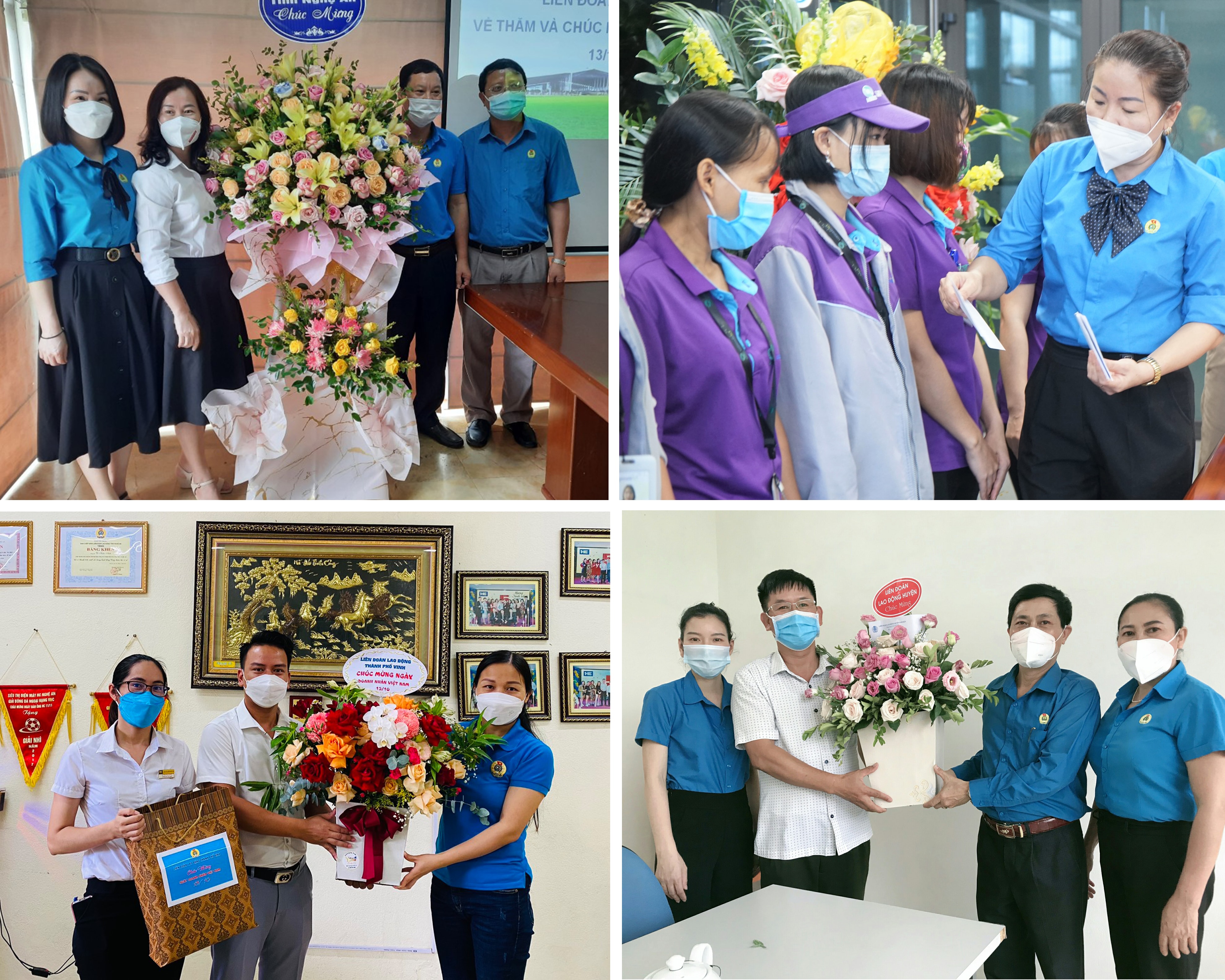 Hoạt động thăm, tặng quà tại các doanh nghiệp nhân ngày Doanh nhân Việt Nam đang được các cấp Công đoàn Nghệ triển khai tại nhiều địa phương trên toàn tỉnh. Ảnh: PV