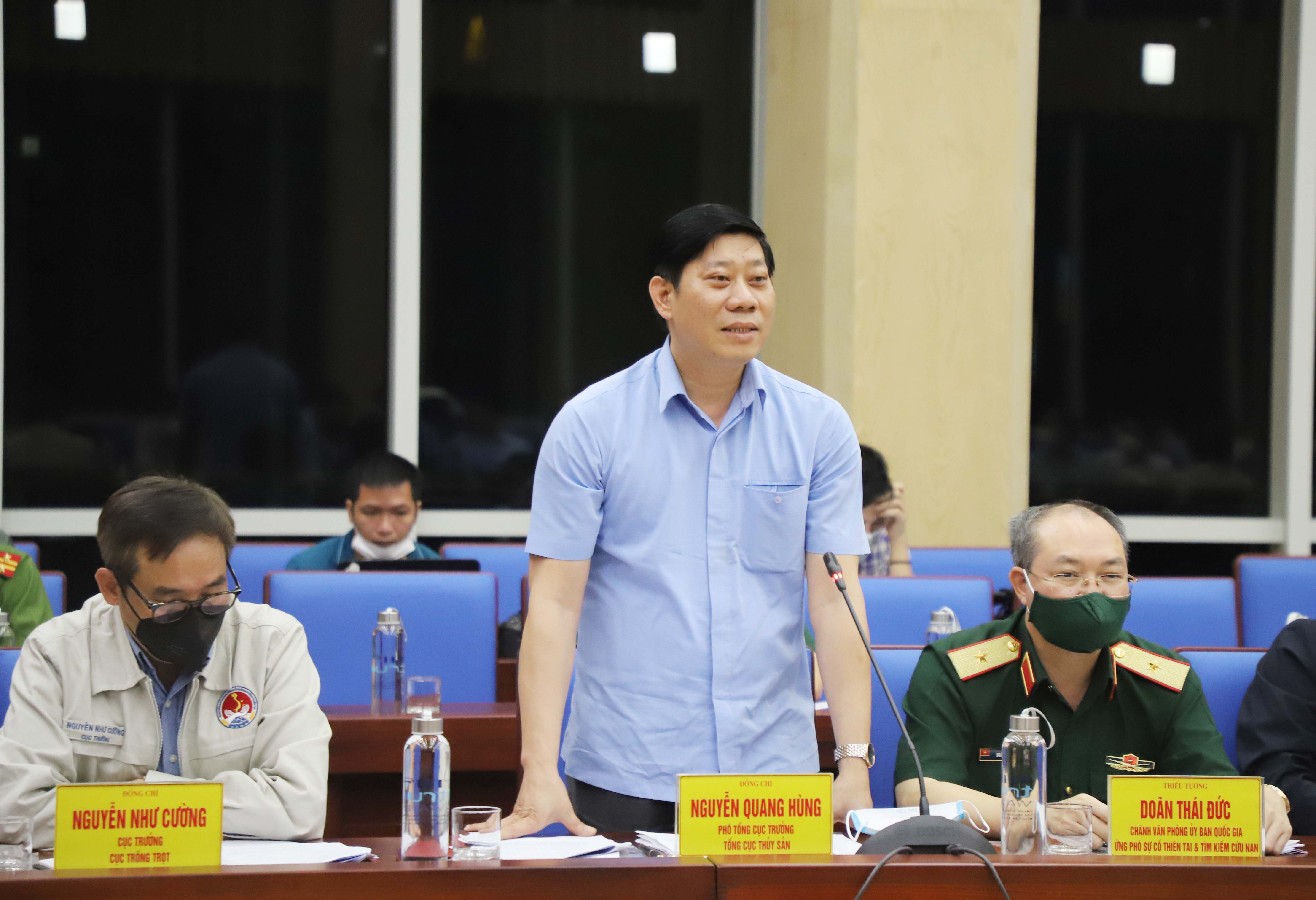 Đồng chí Nguyễn Quang Hùng - Phó Tổng cục trưởng Tổng cục Thủy Sản phát biểu tại buổi làm việc. Ảnh: Phạm Bằng