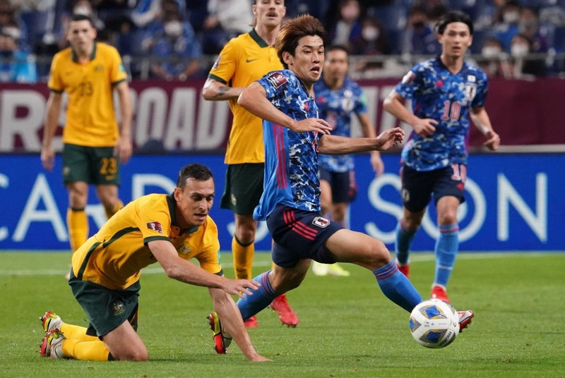 Yuya Osako trong trận đấu gặp tuyển Úc. ẢNH: GETTY