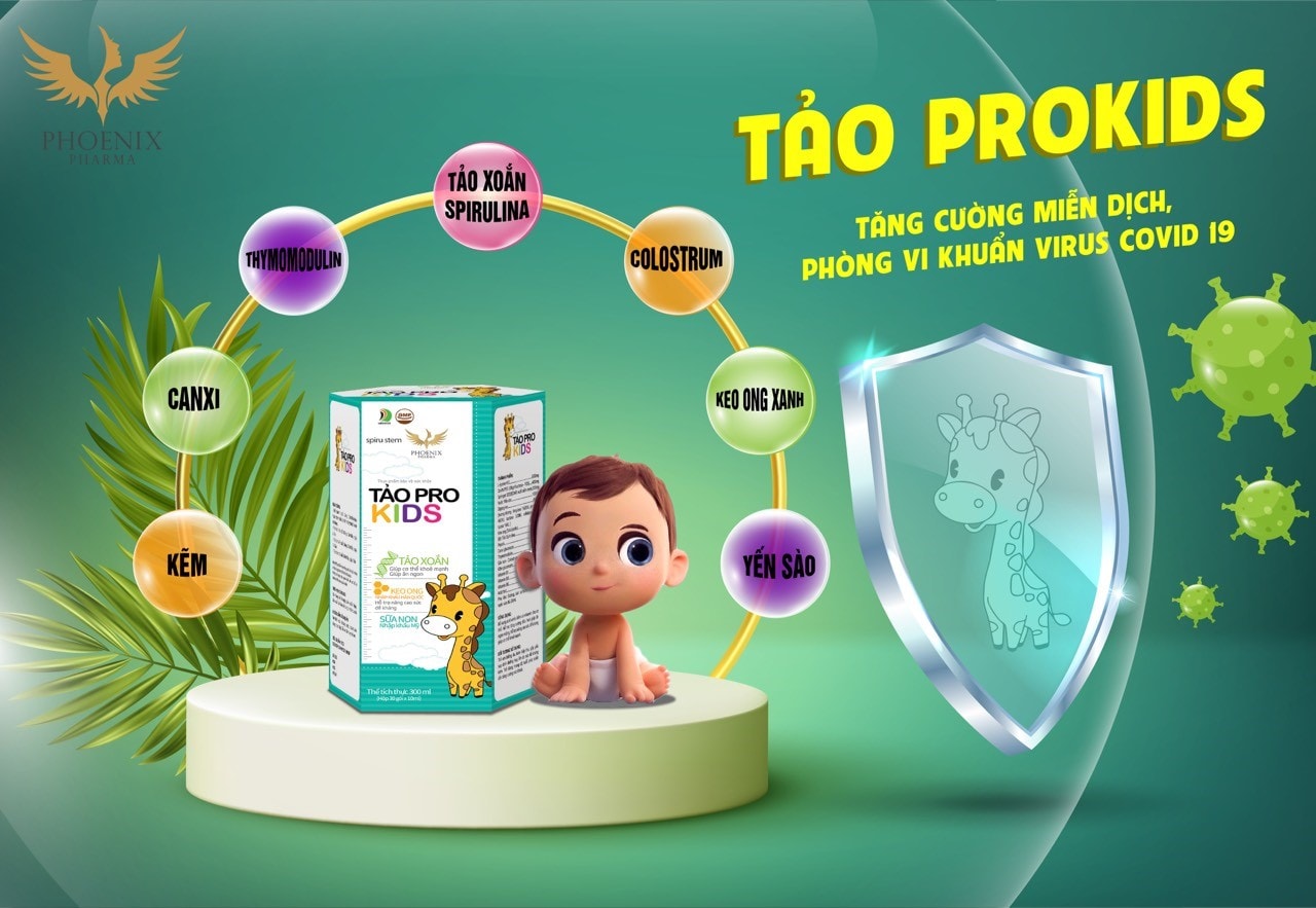Tảo Pro Kids giúp tăng cường miễn dịch, hỗ trợ phòng ngừa vi khuẩn virus tấn cống sức khỏe của trẻ