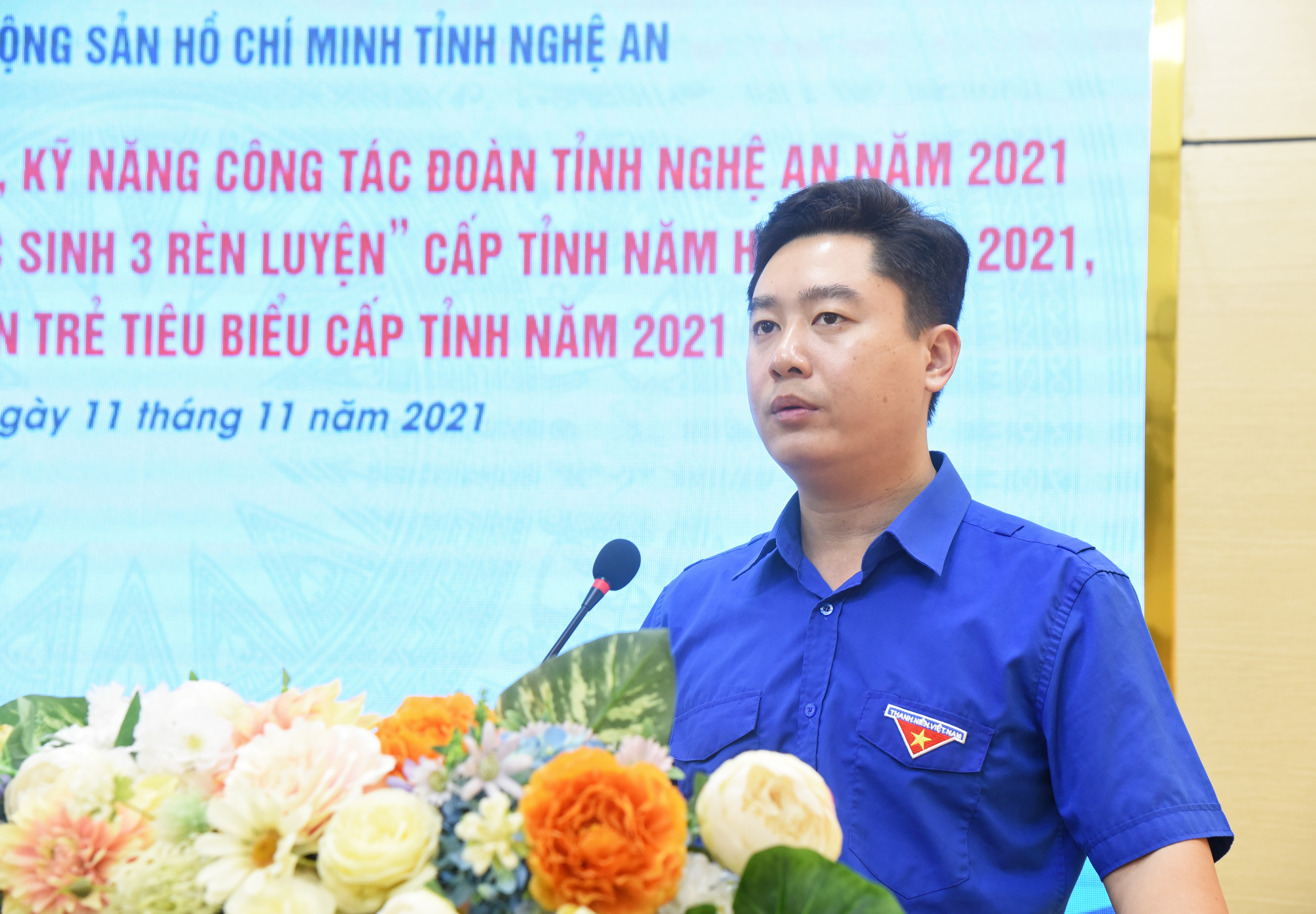 Bí thư Tỉnh đoàn Lê Văn Lương phát biểu khai mạc lớp tập huấn. Ảnh: TG