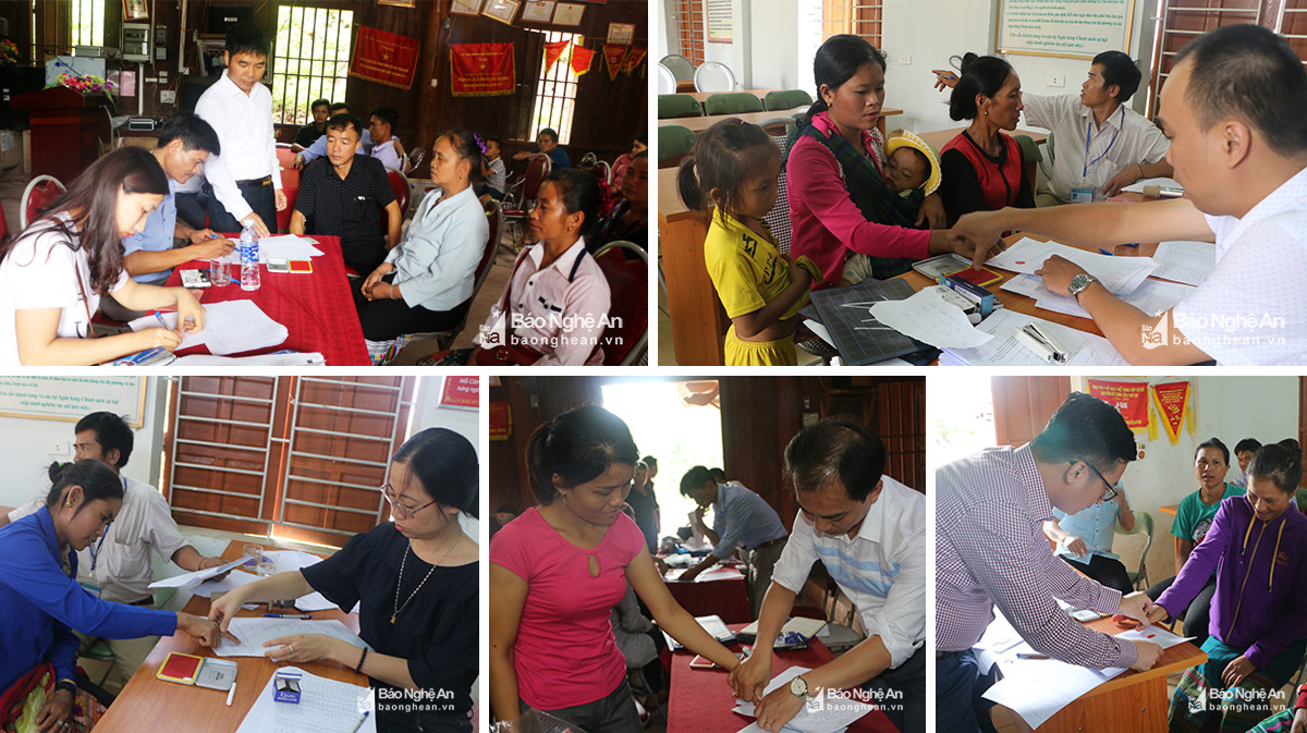 Cán bộ Cục Hộ tịch, quốc tịch, chứng thực (Bộ Tư pháp) và Sở Tư pháp Nghệ An hướng dẫn những cô dâu Lào kê khai hồ sơ, làm thủ tục nhập quốc tịch. Ảnh tư liệu KL