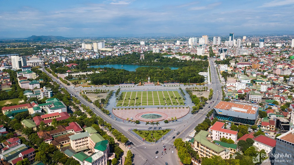 Toàn cảnh khu vực trung tâm thành phố Vinh, Nghệ An. Ảnh: Lê Thắng