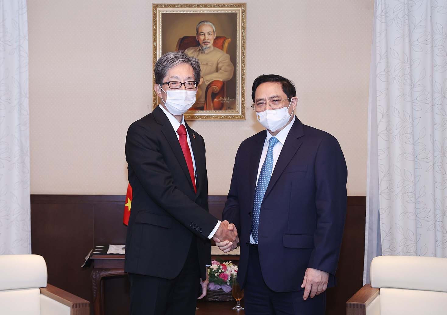 Ông Ryutaro Hirai, Phó chủ tịch Tập đoàn Sojitz chia sẻ về các dự án đầu tư của tập đoàn tại Việt Nam trong buổi gặp Thủ tướng Chính phủ Phạm Minh Chính