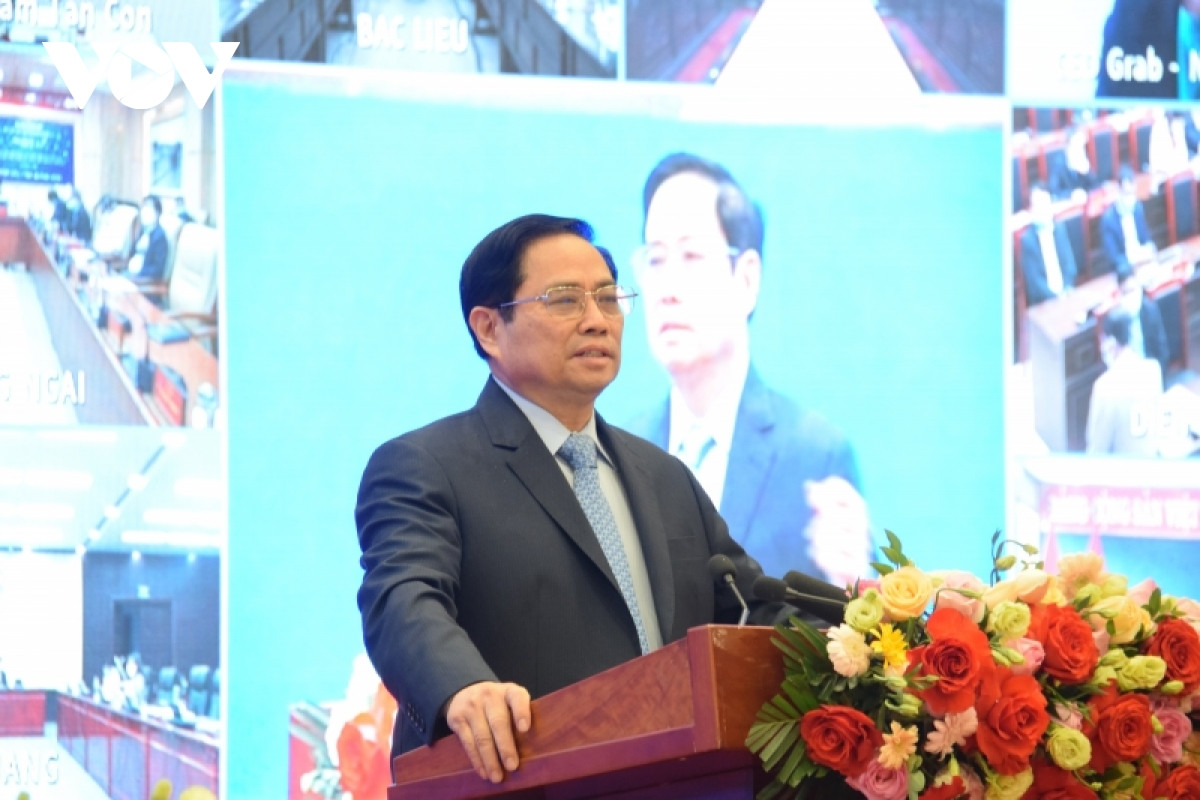 Thủ tướng Chính phủ Phạm Minh Chính kết luận hội nghị. Ảnh: VOV