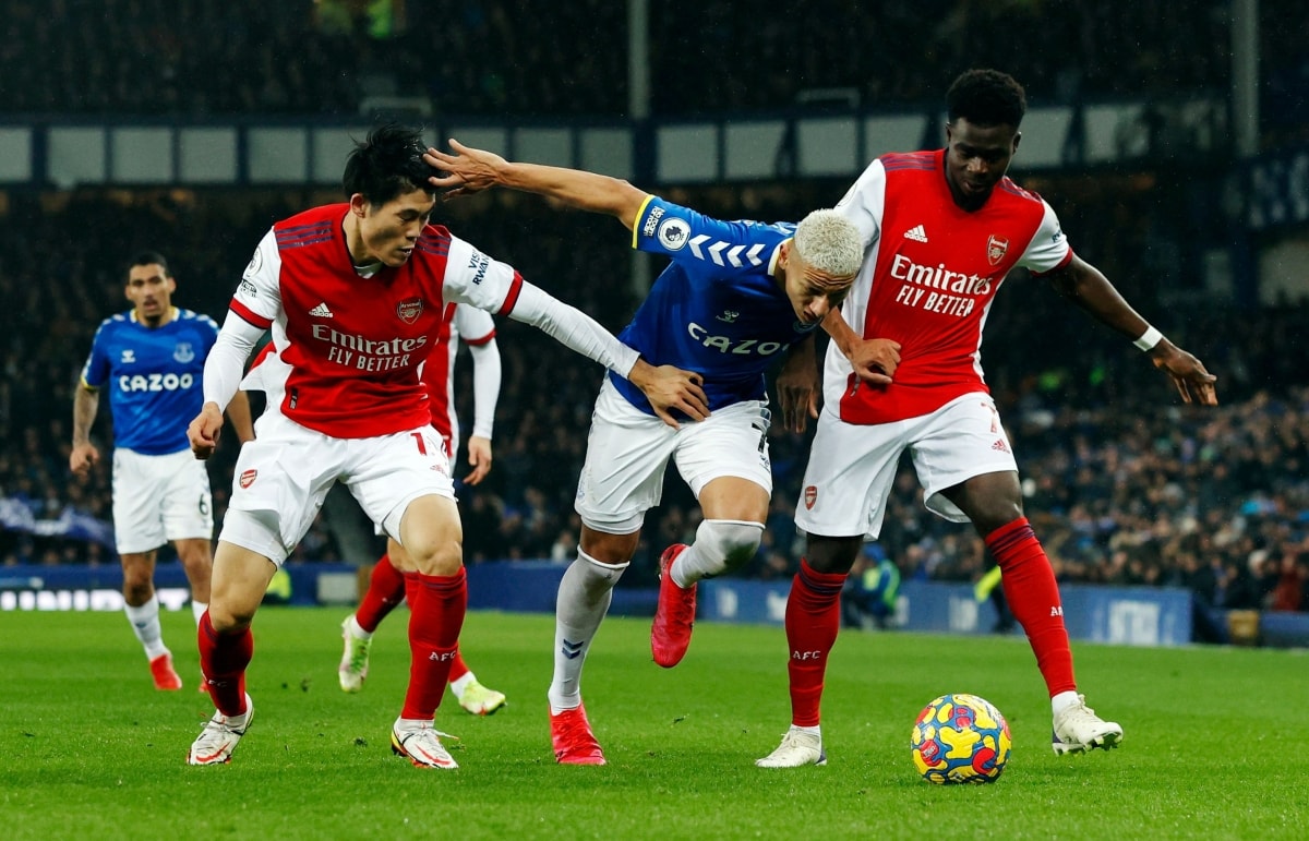 Arsenal dẫn bàn trước nhưng chung cuộc lại thất bại 1-2 trước Everton. (Ảnh:Reuters).