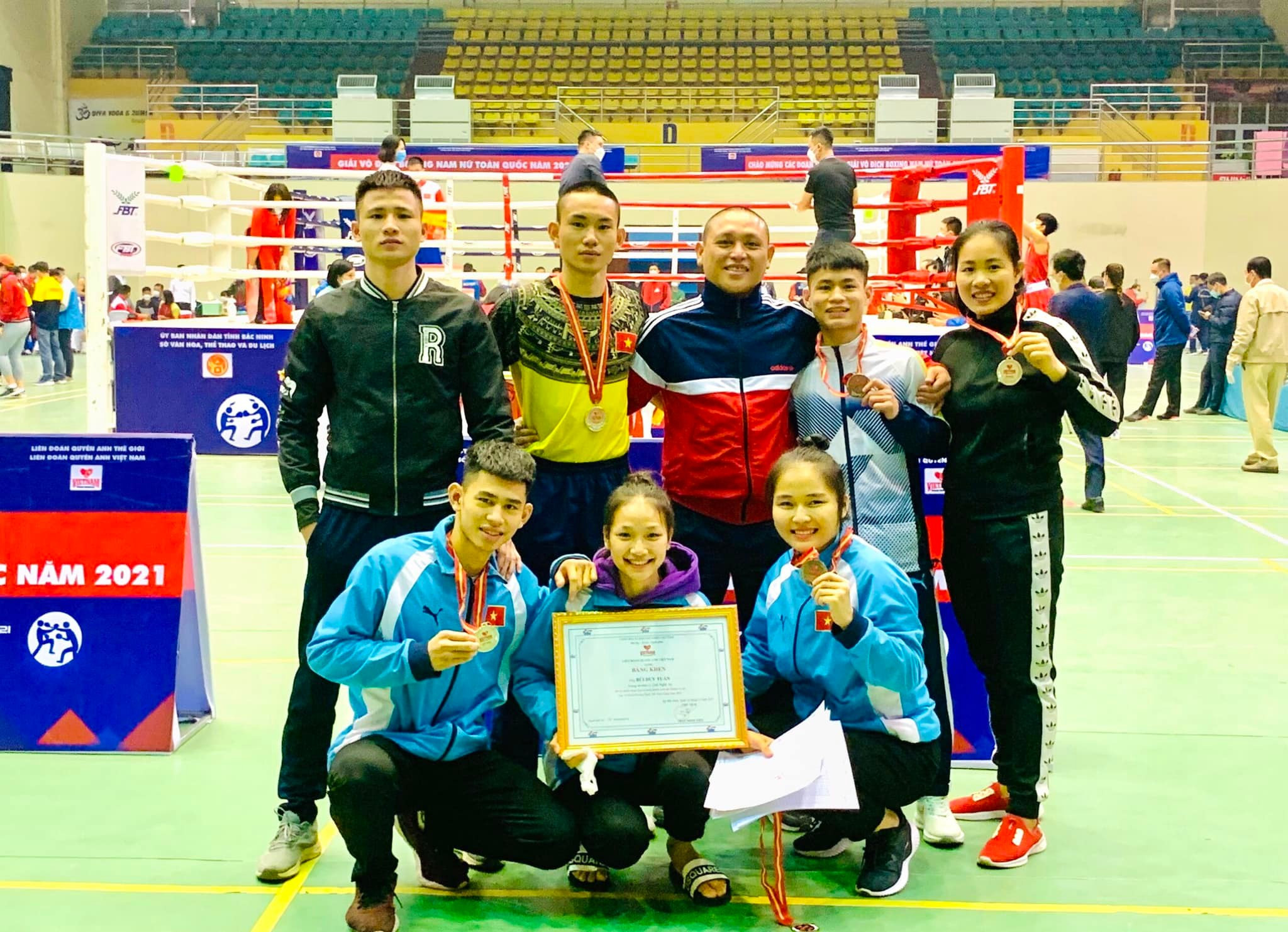 Đoàn Boxing Nghệ An tham dự giải Boxing toàn quốc năm 2021. Ảnh: PV 