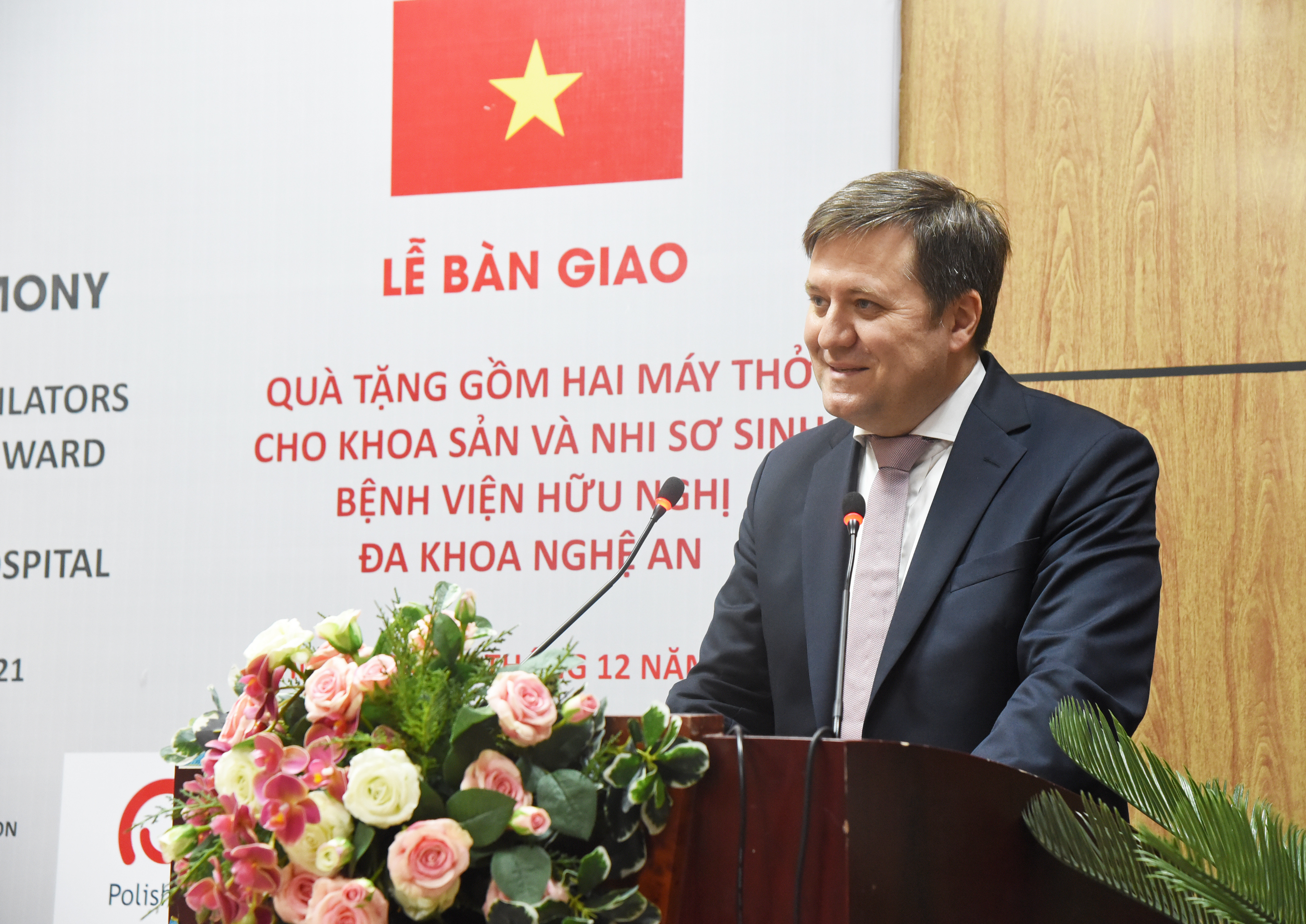 Ông Wojciech Gerwel - Đại sứ Ba Lan phát biểu tại buổi lễ, nhấn mạnh tình hữu nghị giữa 2 nước Việt Nam - Ba Lan được vun đắp hơn 70 năm qua. Ảnh: TG