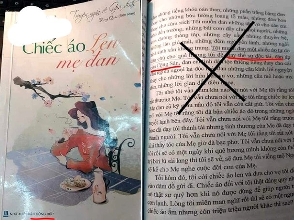 Bìa và nội dung trang sách Chiếc áo len mẹ đan. Ảnh tư liêu