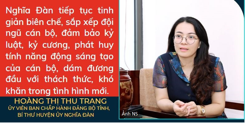 Bí thư Huyện ủy Nghĩa Đàn Hoàng Thị Thu Trang . Ảnh Nguyên Sơn