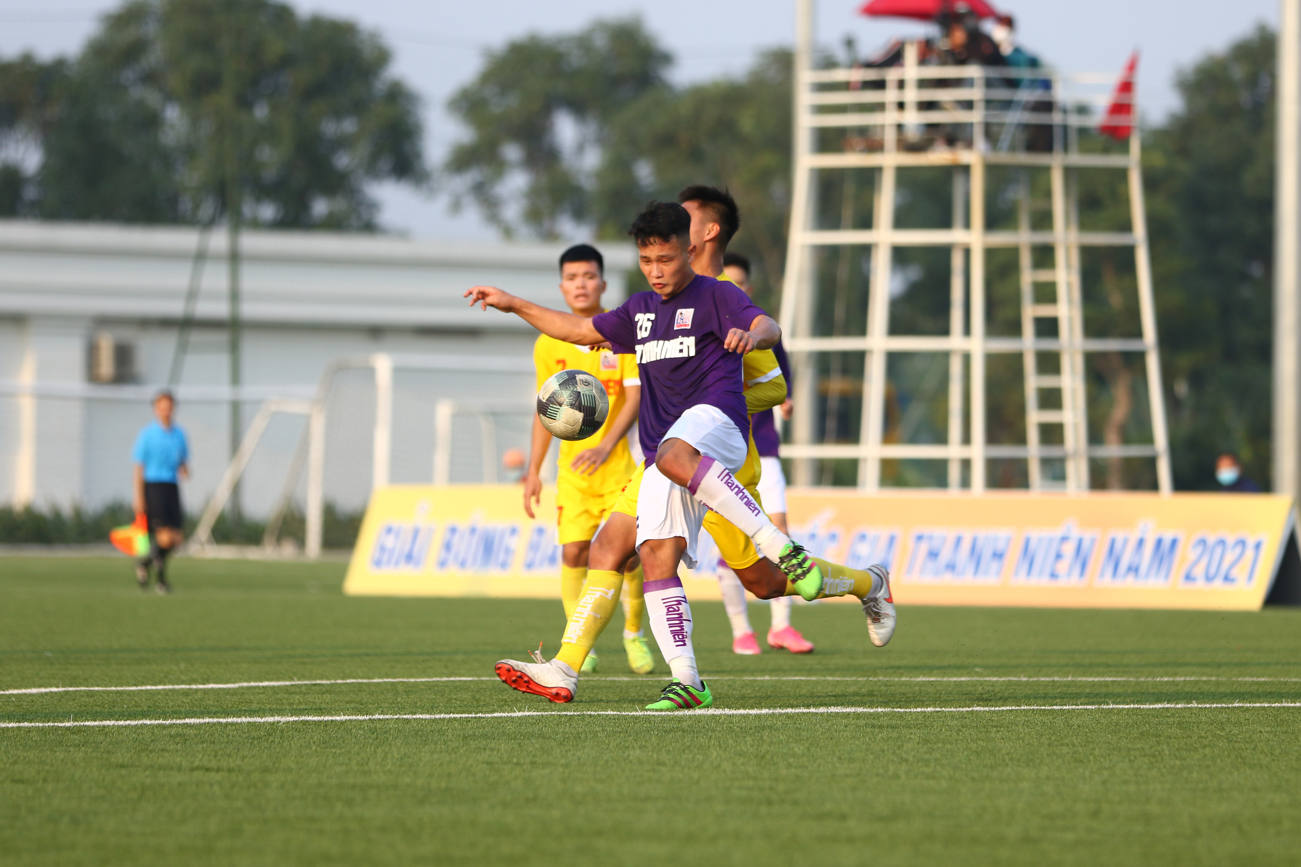 Các cầu thủ U21 Hà Nội đã thể hiện mình là đội bóng mạnh tại bảng B khi màn thể hiện khá tốt ở trận đấu này. Ảnh: PV