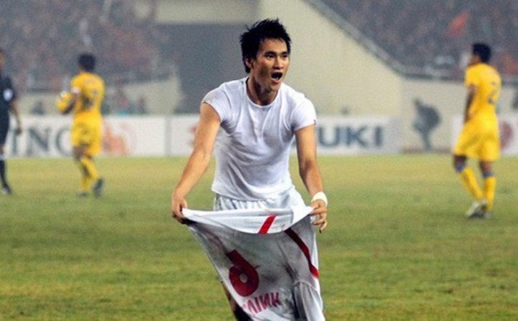 Bàn thắng của Công Vinh giúp ĐT Việt Nam vô địch AFF Cup 2008. Ảnh tư liệu