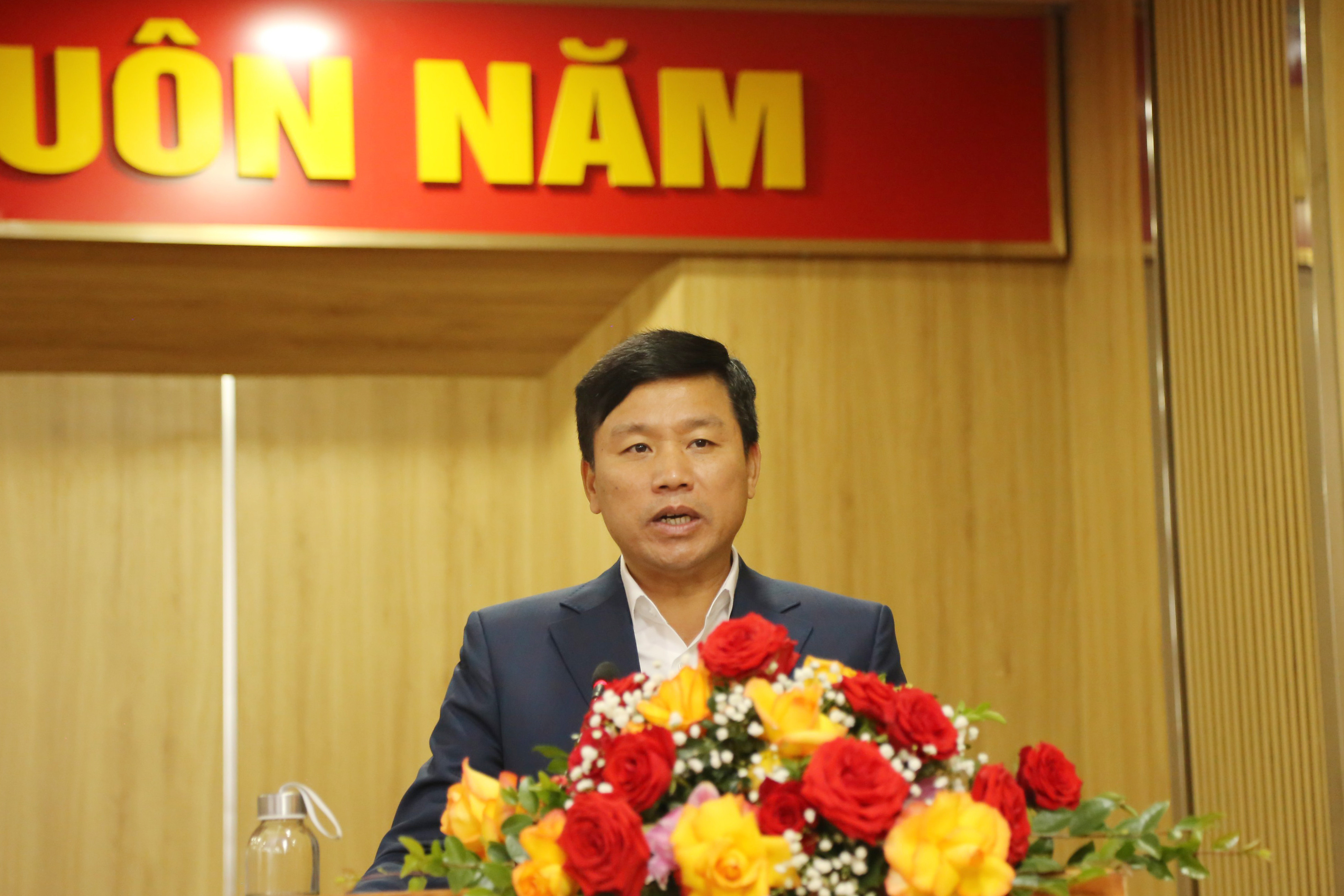Đồng chí Hoàng Phú Hiền - Giám đốc Sở GTVT triển khai nhiệm vụ năm 2022. Ảnh: Thanh Lê