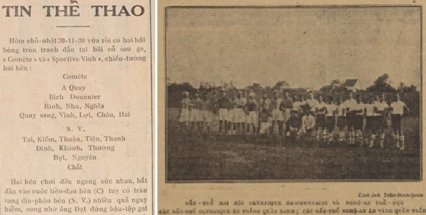 Báo chí thông tin về những trận đấi của đội bóng Áo Vàng những năm 1930, 1932. 