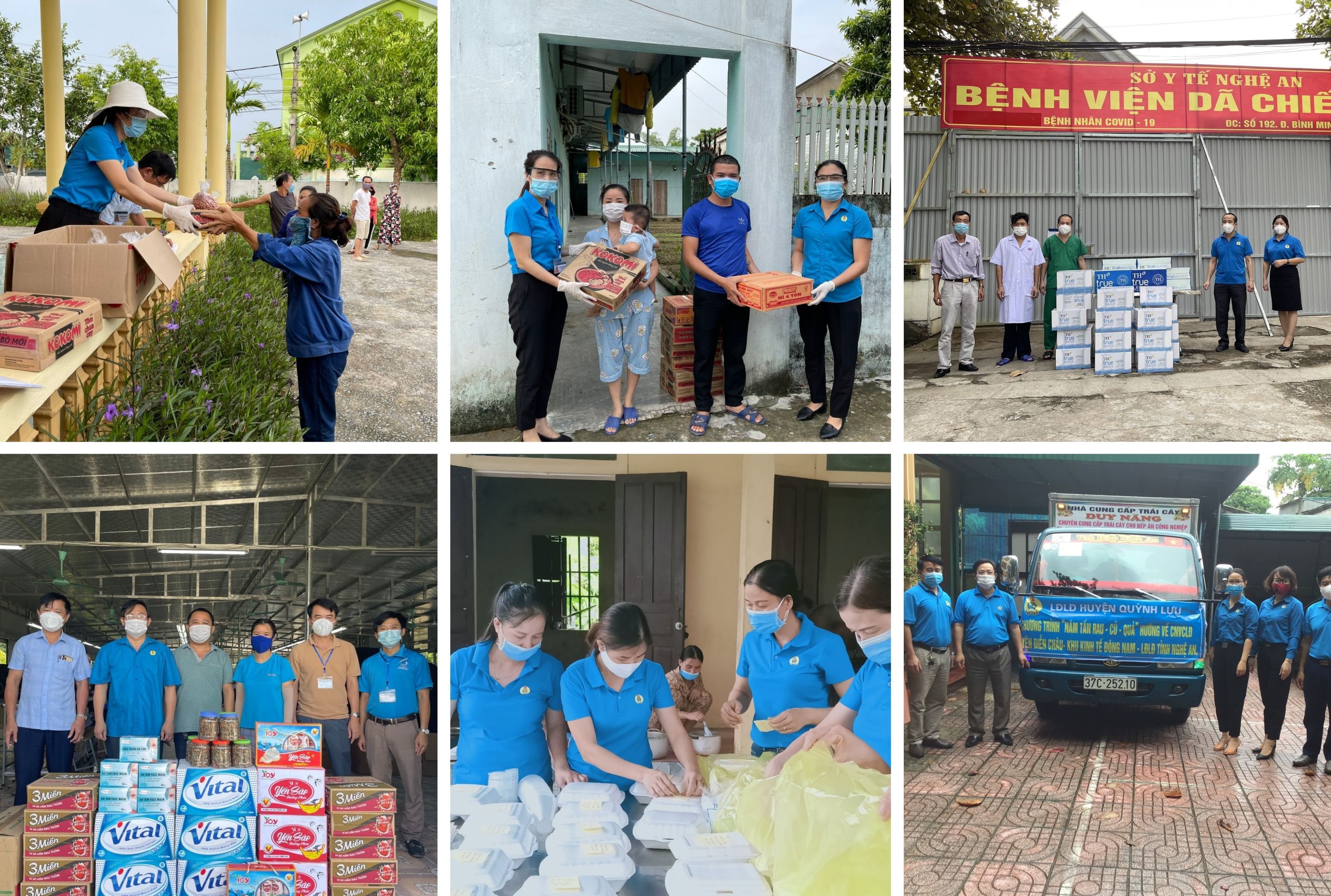 Các cấp công đoàn Nghệ An có mặt trên mọi mặt trận chống dịch. Ảnh: Tổng hợp