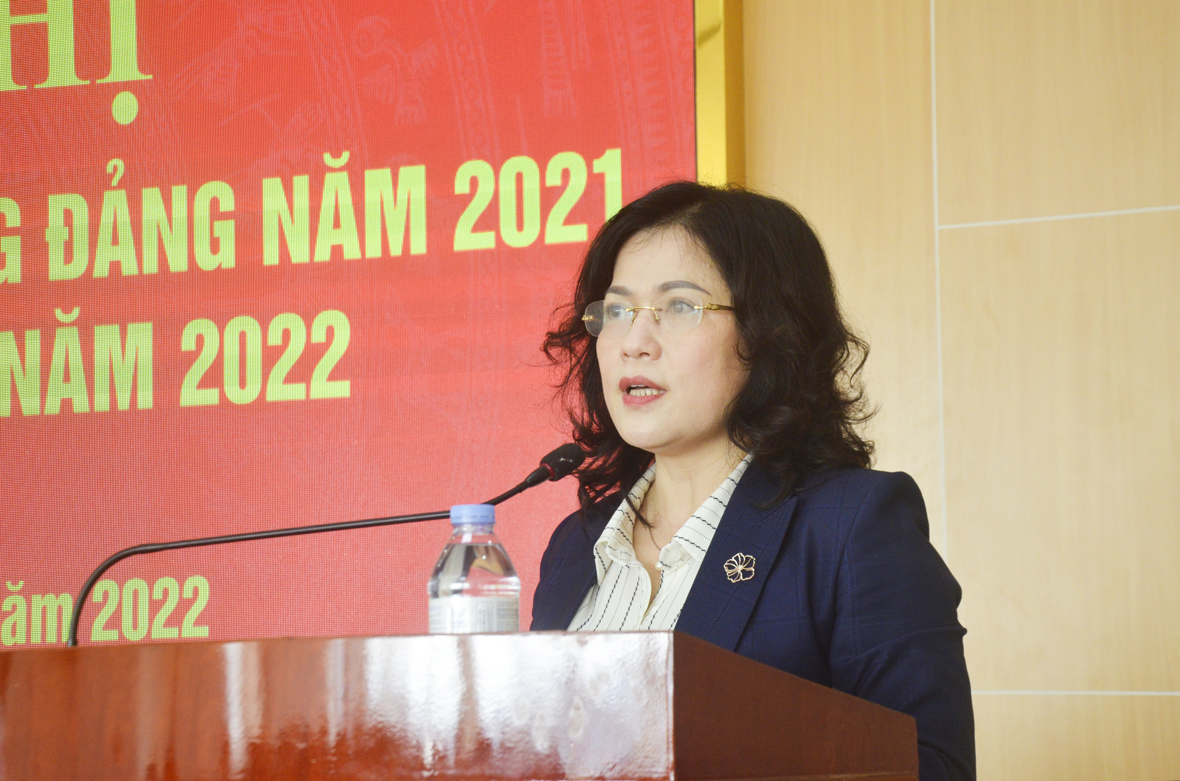Đồng chí Nguyễn Thị Kim Chi phát biểu khai mạc hội nghị. Ảnh: Thanh Lê