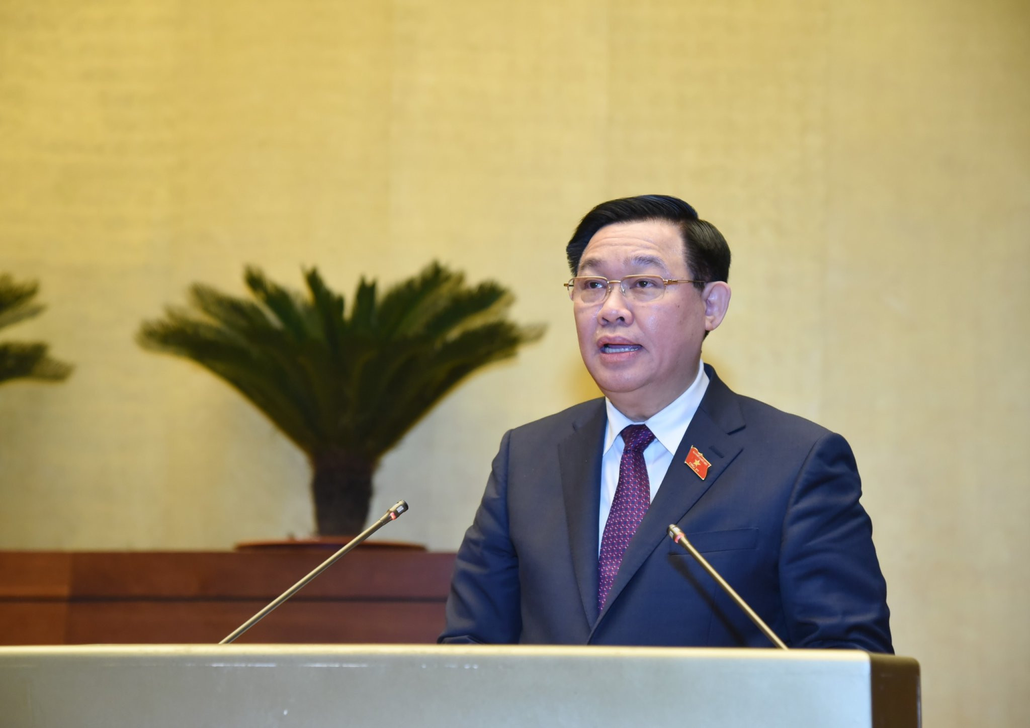 Chủ tịch Quốc hội Vương Đình Huệ phát biểu bế mạc Kỳ họp. Ảnh: Quang Khánh