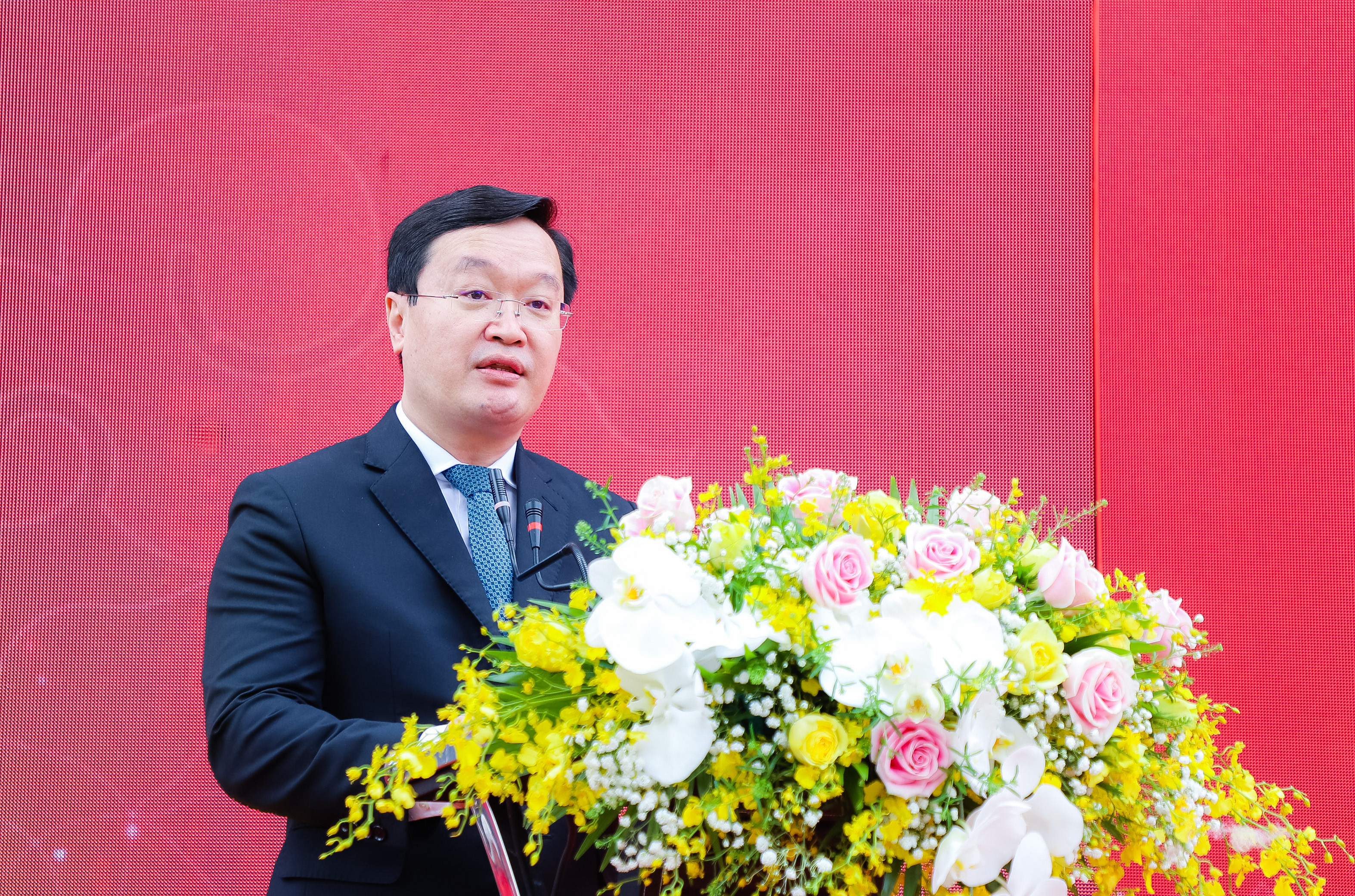 Đồng chí Nguyễn Đức Trung - Chủ tịch UBND tỉnh phát biểu tại buổi lễ. Ảnh: Phạm Bằng