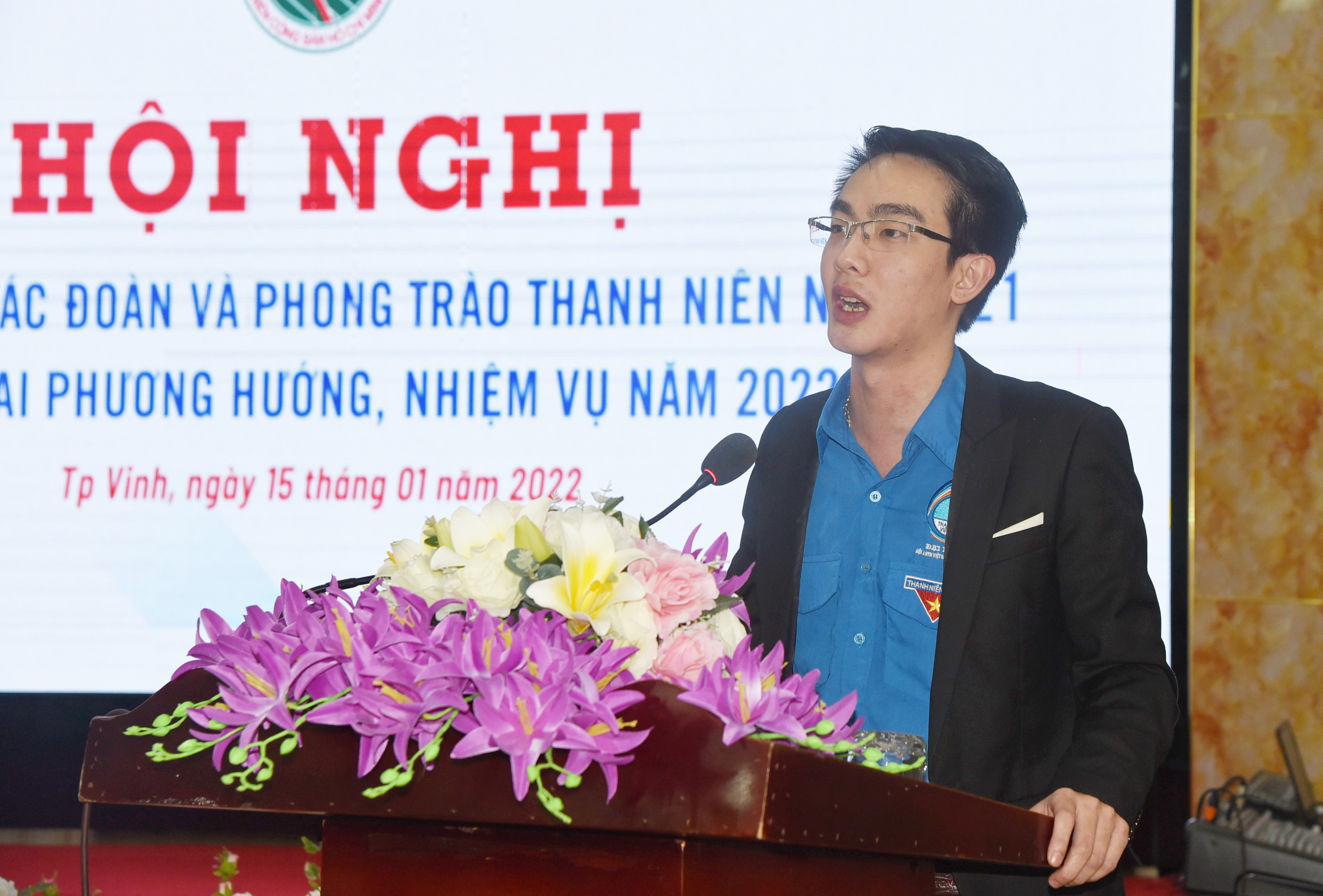 Đồng chí Nguyễn Công Minh - Bí thư Đoàn Khối CCQ tỉnh phát biểu kết luận hội nghị. Ảnh: TG