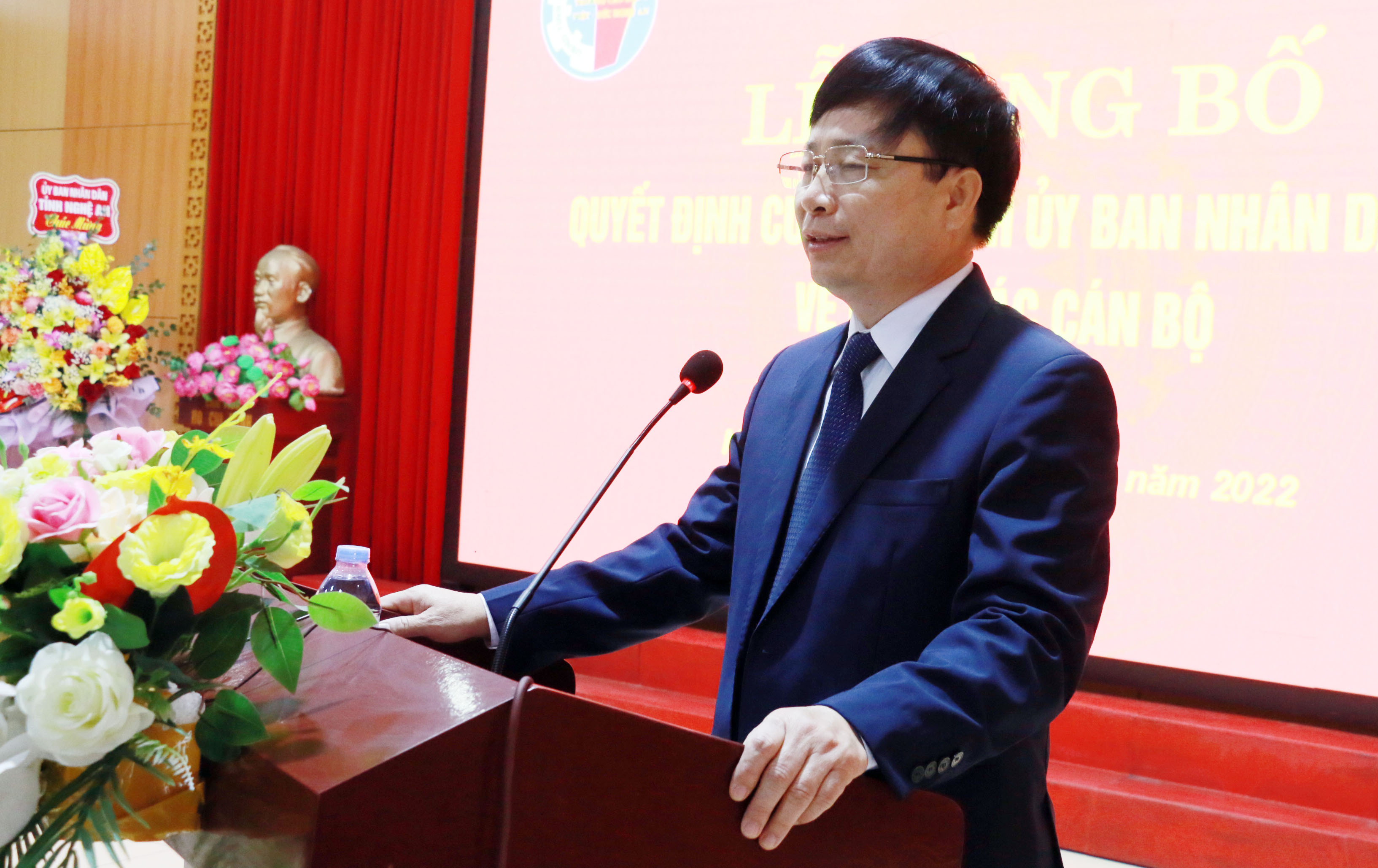 PCT UBND tỉnh Bùi Đình Long phát biểu giao nhiệm vụ tại lễ bổ nhiệm. Ảnh: MH
