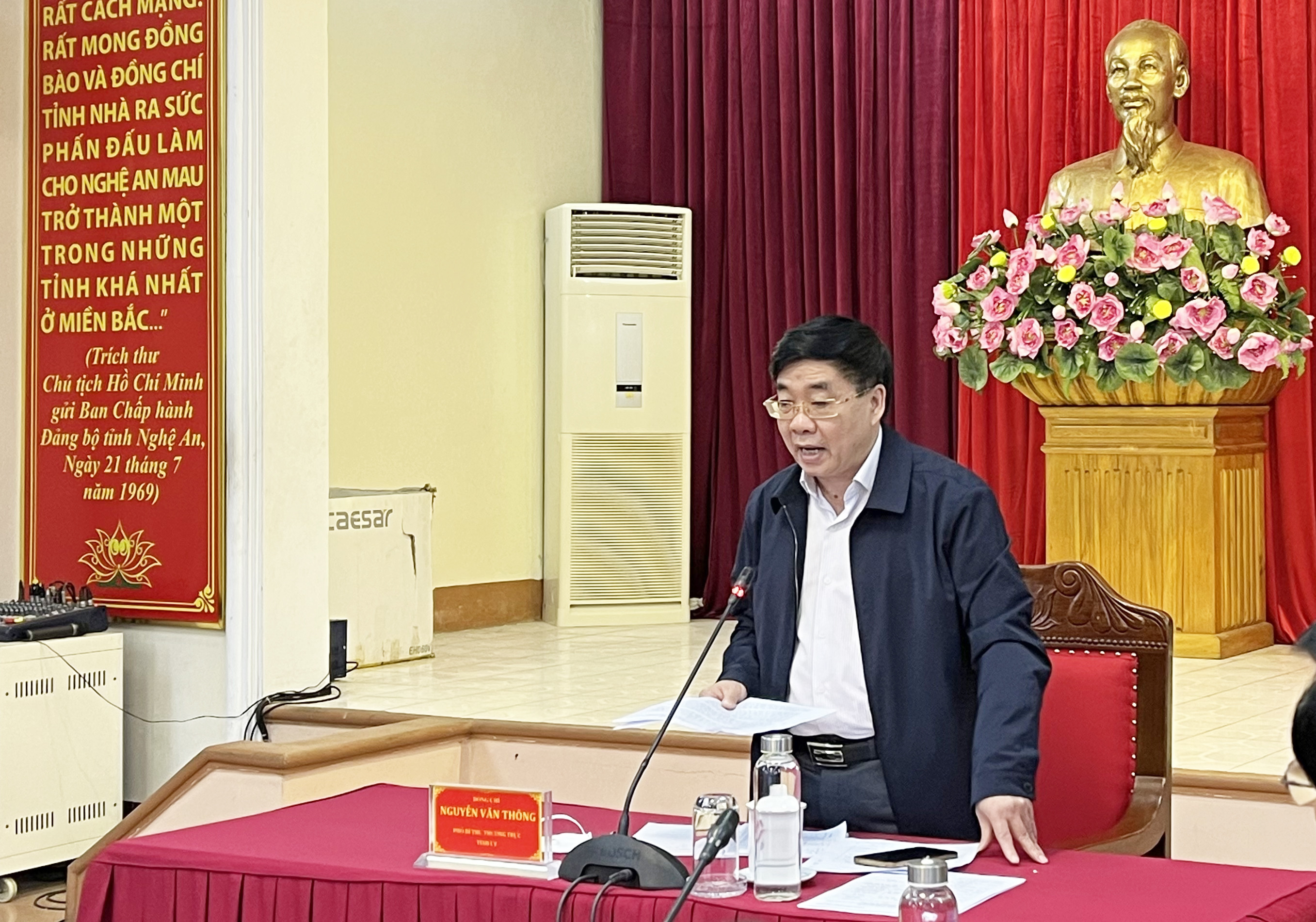 Đồng chí Nguyễn Văn Thông - Phó Bí thư Thường trực Tỉnh ủy phát biểu kết luận hội nghị. Ảnh: TG