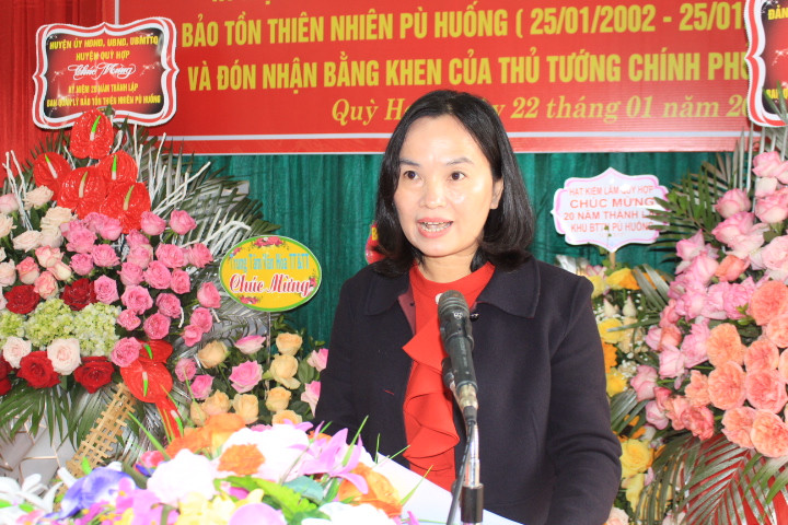 Đồng chí Võ Thị Nhung – Phó giám đốc Sở Nông nghiệp phát biểu tại buổi lễ. Ảnh Phan Giang