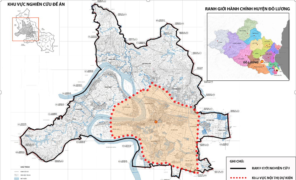 Bản đồ đô thị Đô Lương hiện hữu. Ảnh: TLThành Duy