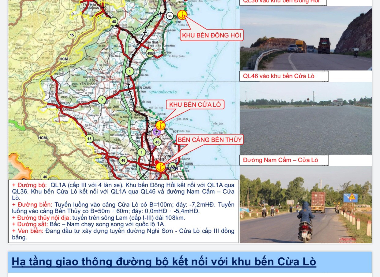Sở đồ quy hoạch kết nối cảng biển của Nghệ An với các cảng trong khu vực và quốc tế. Ảnh Nguyển Hải