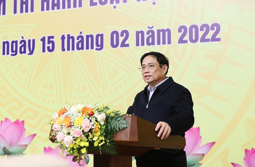Thủ tướng Chính phủ Phạm Minh Chính phát biểu kết luận hội nghị. Ảnh: TTXVN