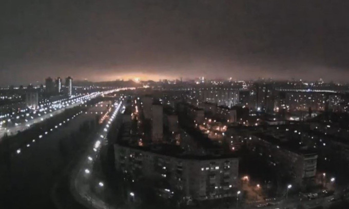 Một vụ nổ tại Kiev, Ukraine, sáng 24/2.