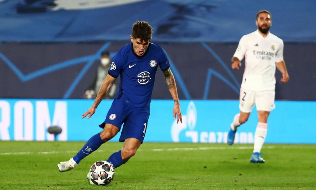 Pulisic mở tỷ số cho Chelsea ở bán kết lượt đi Champions League, trên sân Alfredo Di Stefano ngày 27/4/2021. Ảnh: Reuters