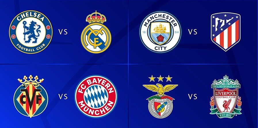 4 cặp đấu tứ kết Champions League 2021-2022. Đội ghi trước đá lượt đi trên sân nhà.